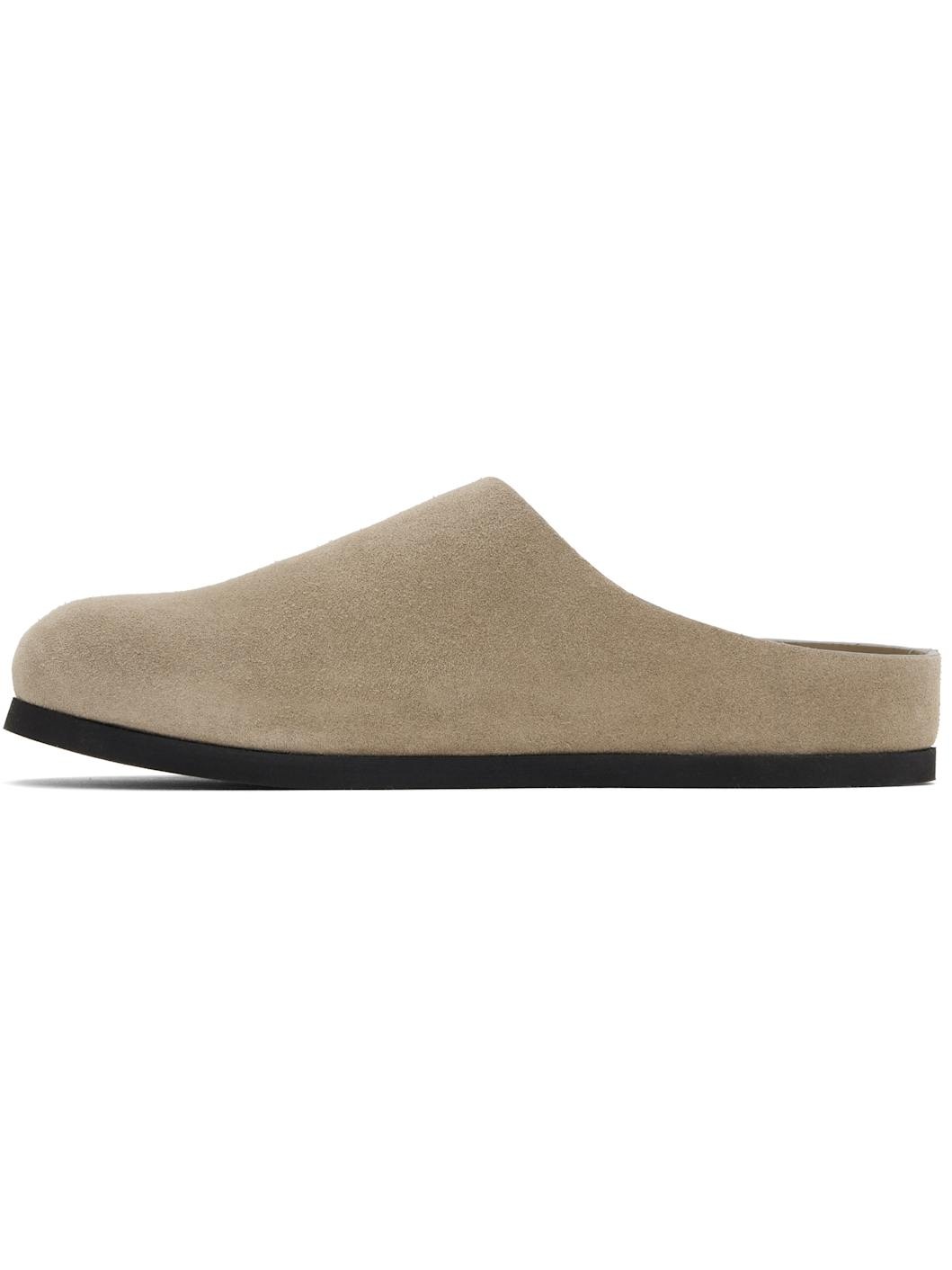 Taupe Suede Slip-on Loafers - 3