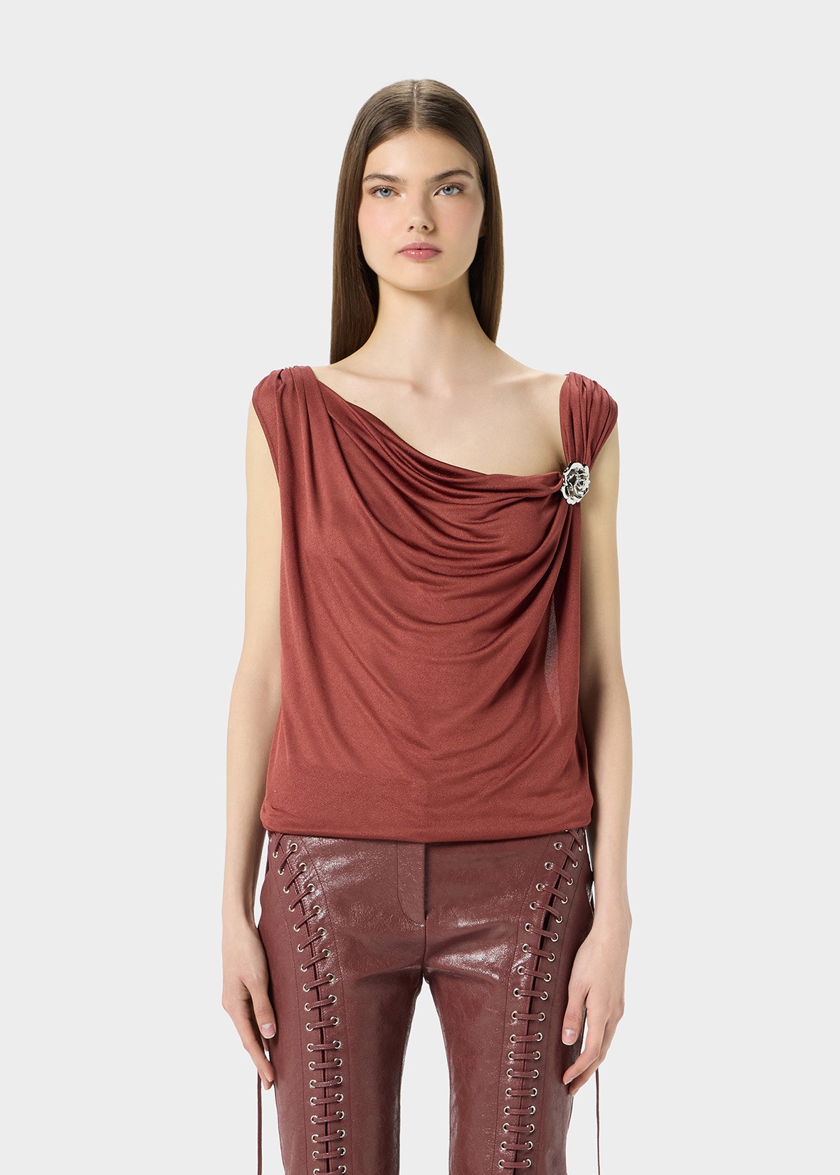 JERSEY TOP WITH METAL ROSE DECORATION - 3