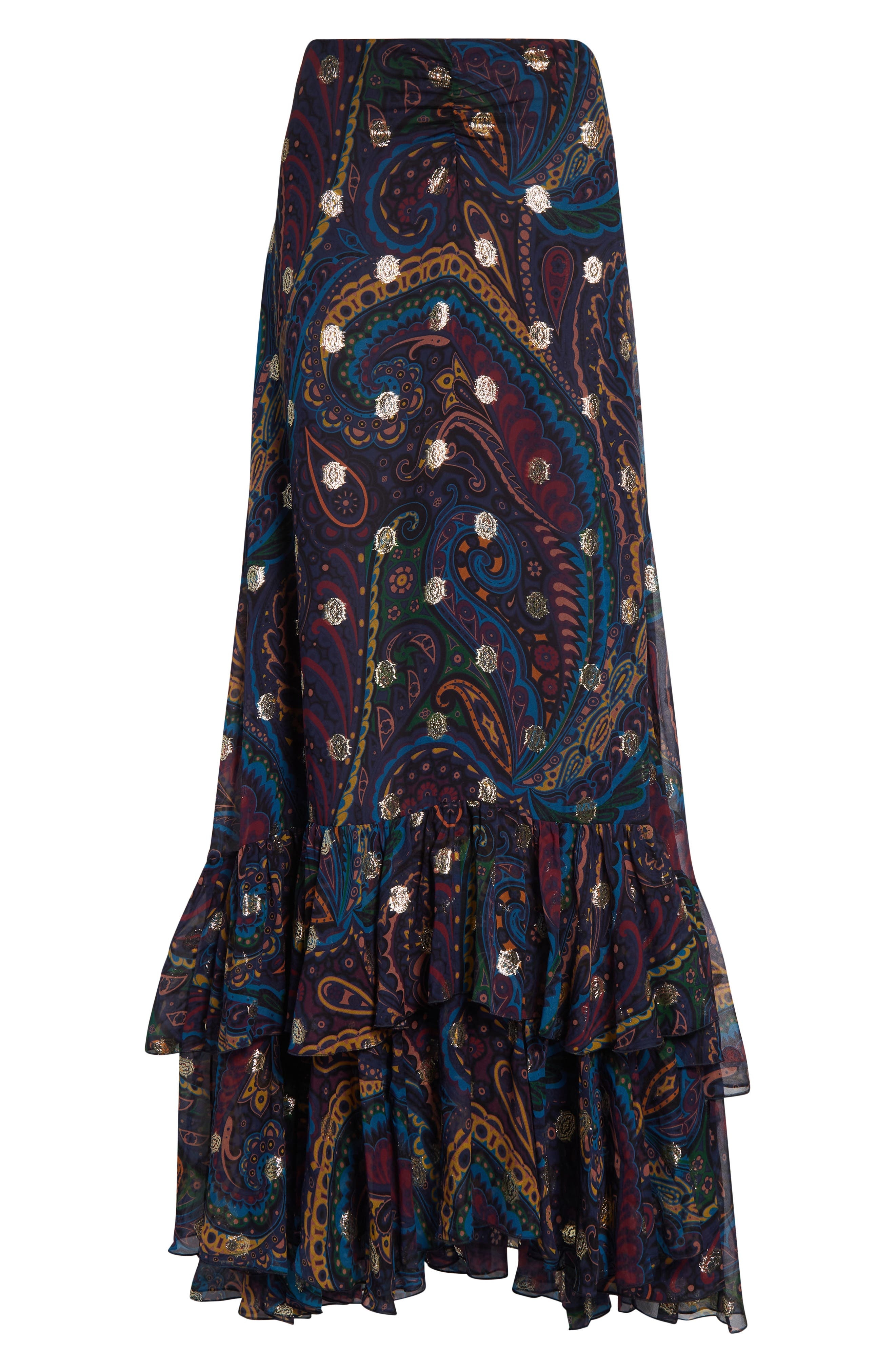 Etro Metallic Paisley Silk Maxi Skirt in Printed Pink Base at Nordstrom - 6