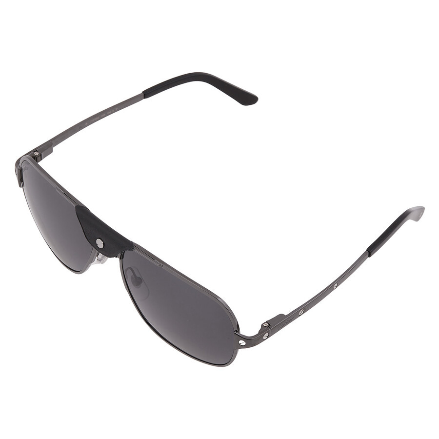 Cartier Santos de Cartier Polarized Grey Navigator Men's Sunglasses CT0165S 006 60 - 3