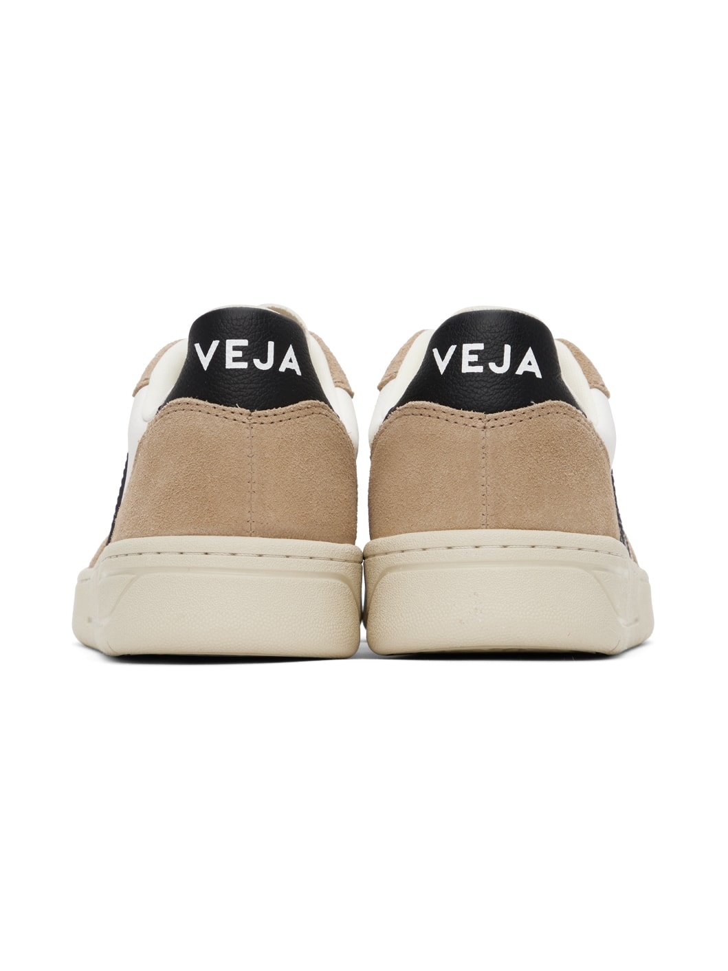 White & Brown V-10 Leather Sneakers - 2