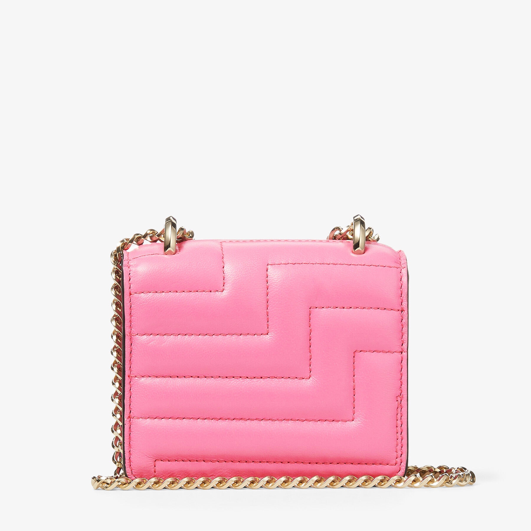 【美品】JIMMY CHOO VARENNE MICRO CANDY PINK JIMMY CHOO Nappa Quilted Varenne Micro Avenue Quad Candy