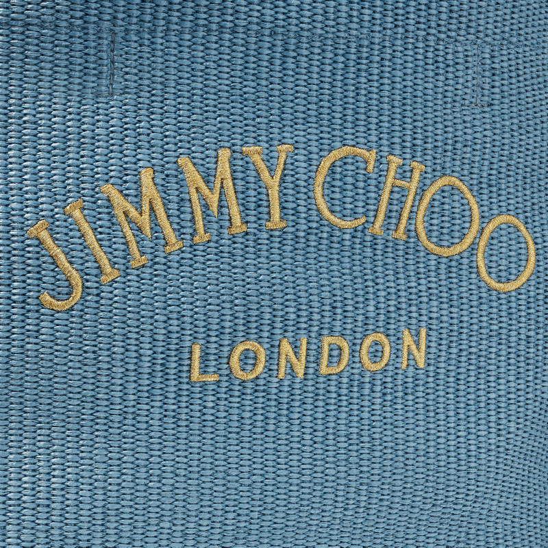 Beach Tote 
Smoky Blue Raffia Tote Bag with Jimmy Choo Embroidery 3