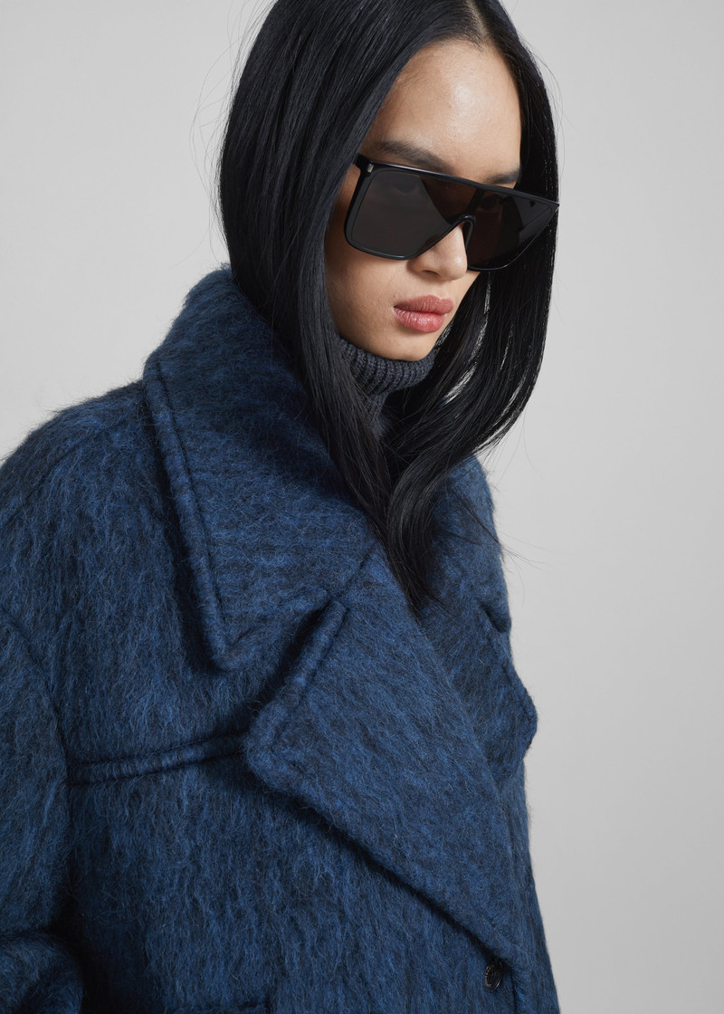 Odeone Brushed Wool Peacoat - Navy Melange 6