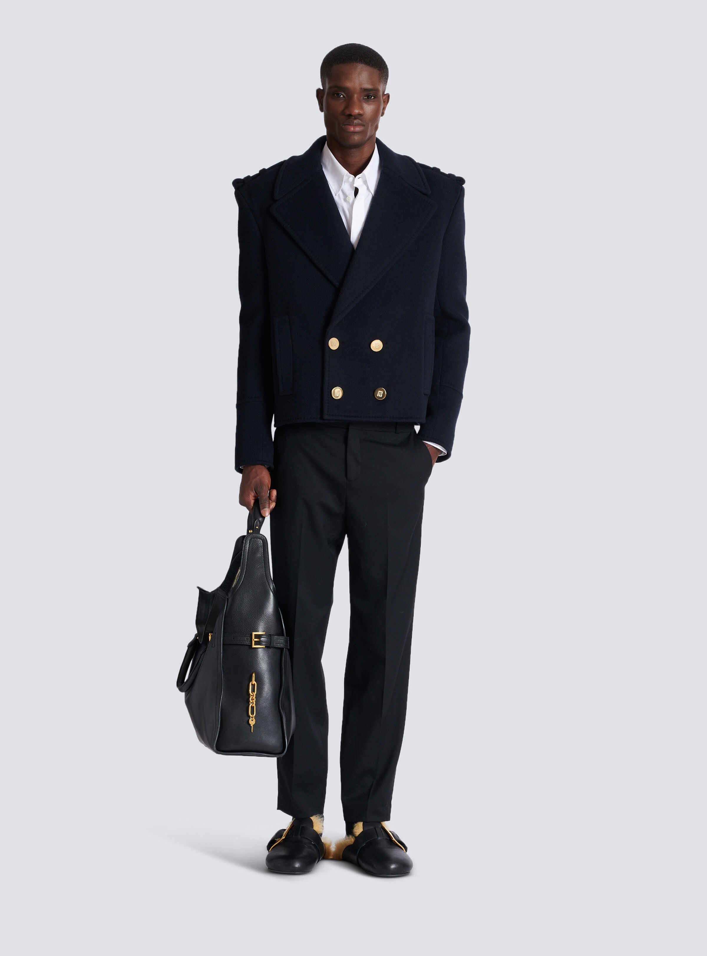 Cropped wool reefer jacket - 2
