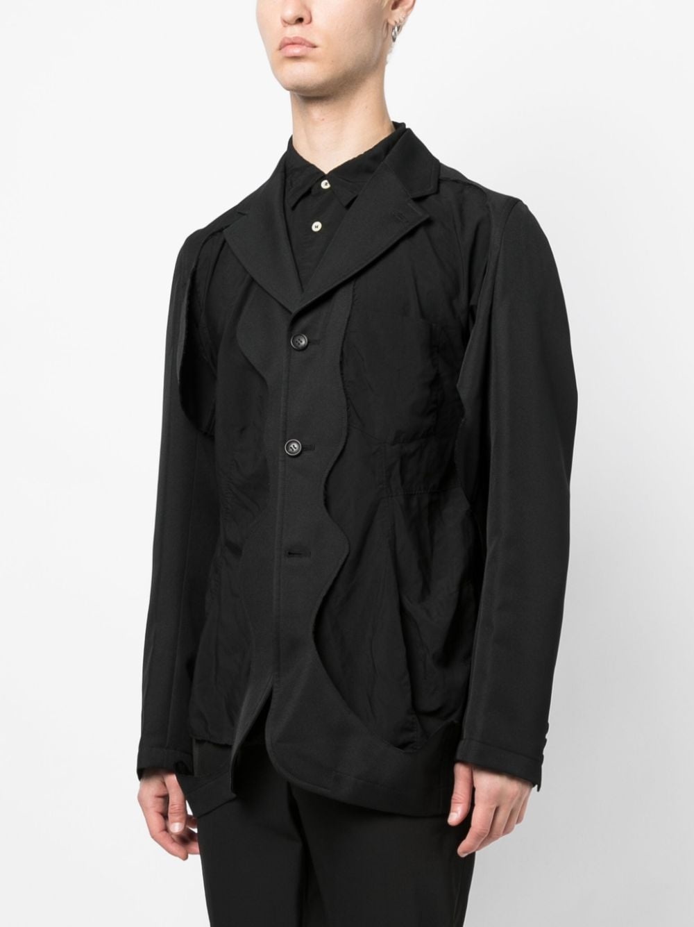 notched-lapels cut-out detailing blazer - 3