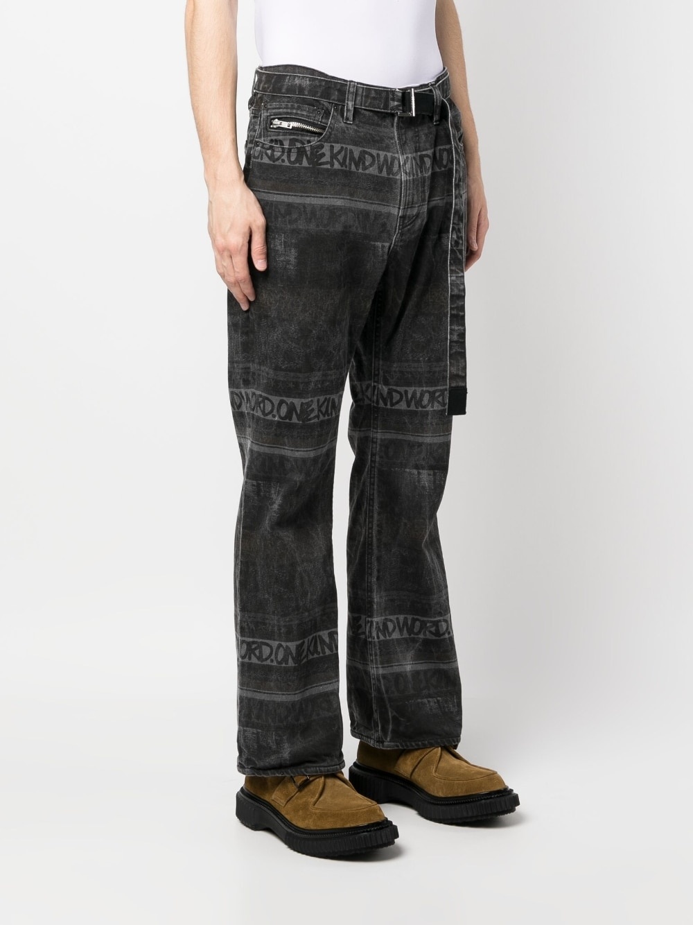 logo-pattern denim jeans - 3
