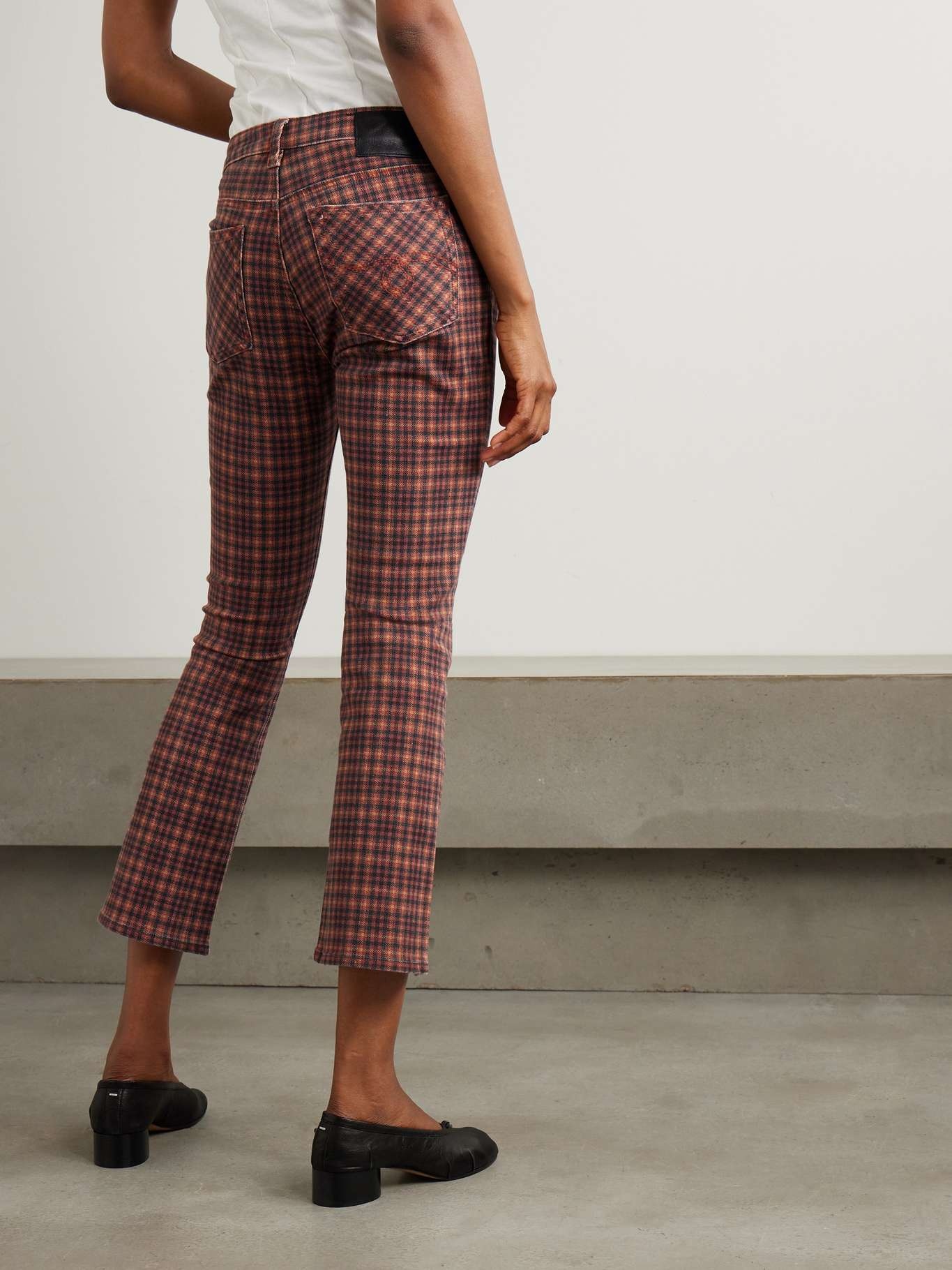 Kick Fit cropped checked high-rise flared jeans - 4