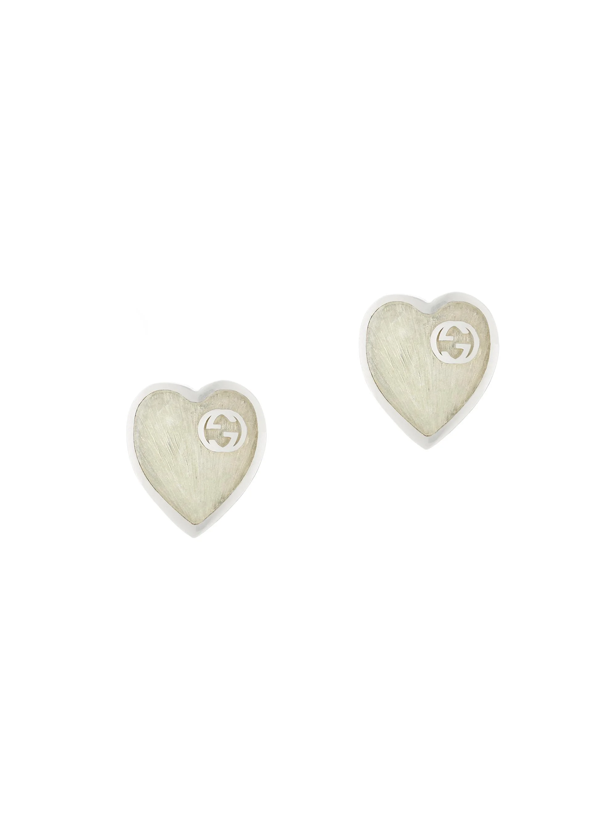 Women's Sterling Silver Heart GG Stud Earrings - Silver - 1