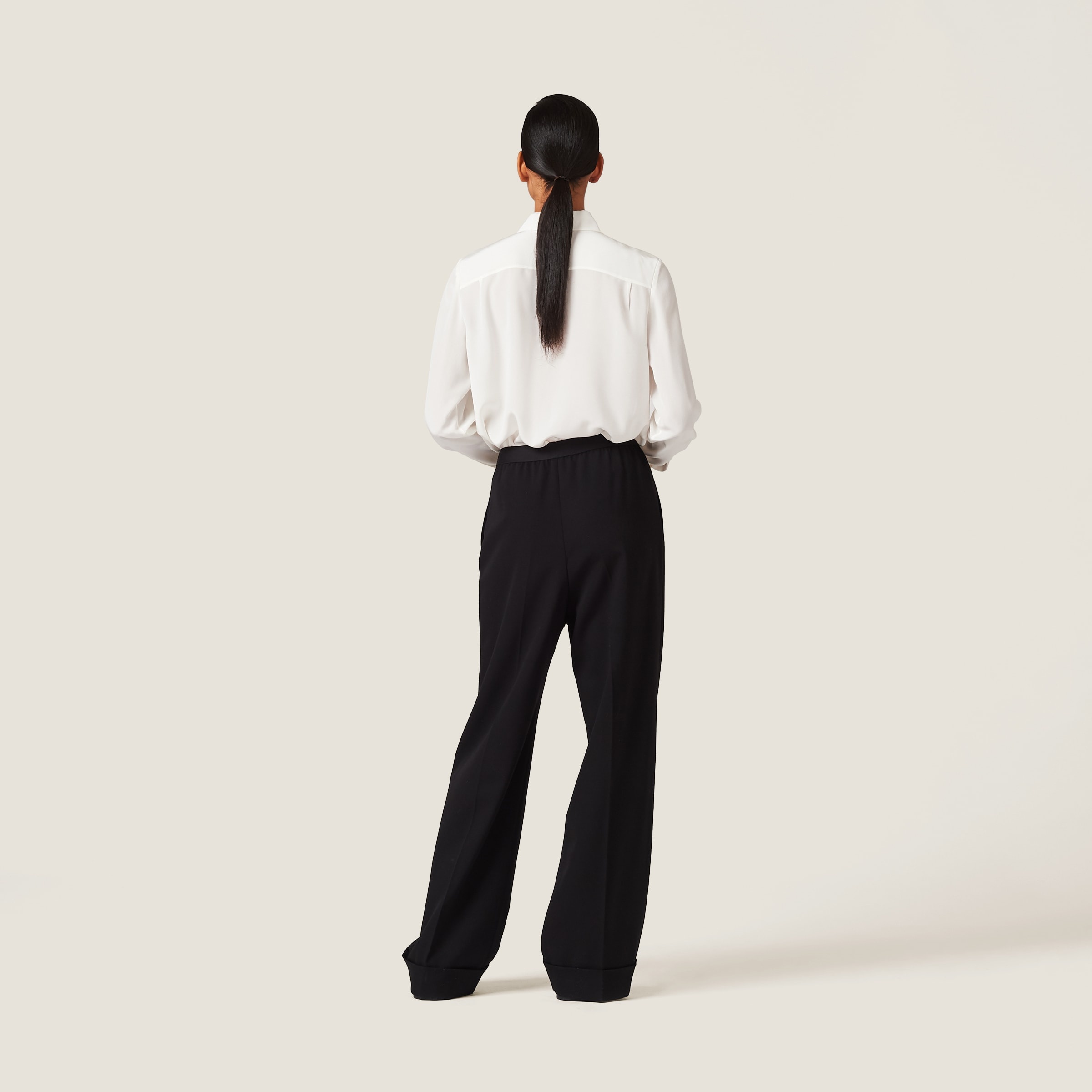 パンツ MIUMIU BLACK STRETCH GRAIN DE POUDRE PANT Miu Miu Grain de poudre pants | REVERSIBLE