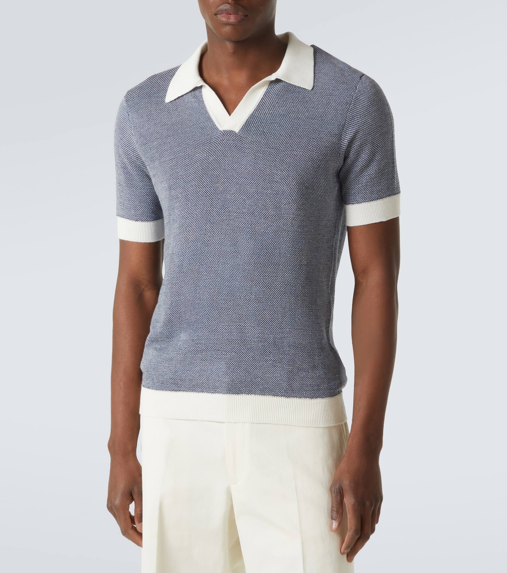 Cotton and linen polo shirt - 3