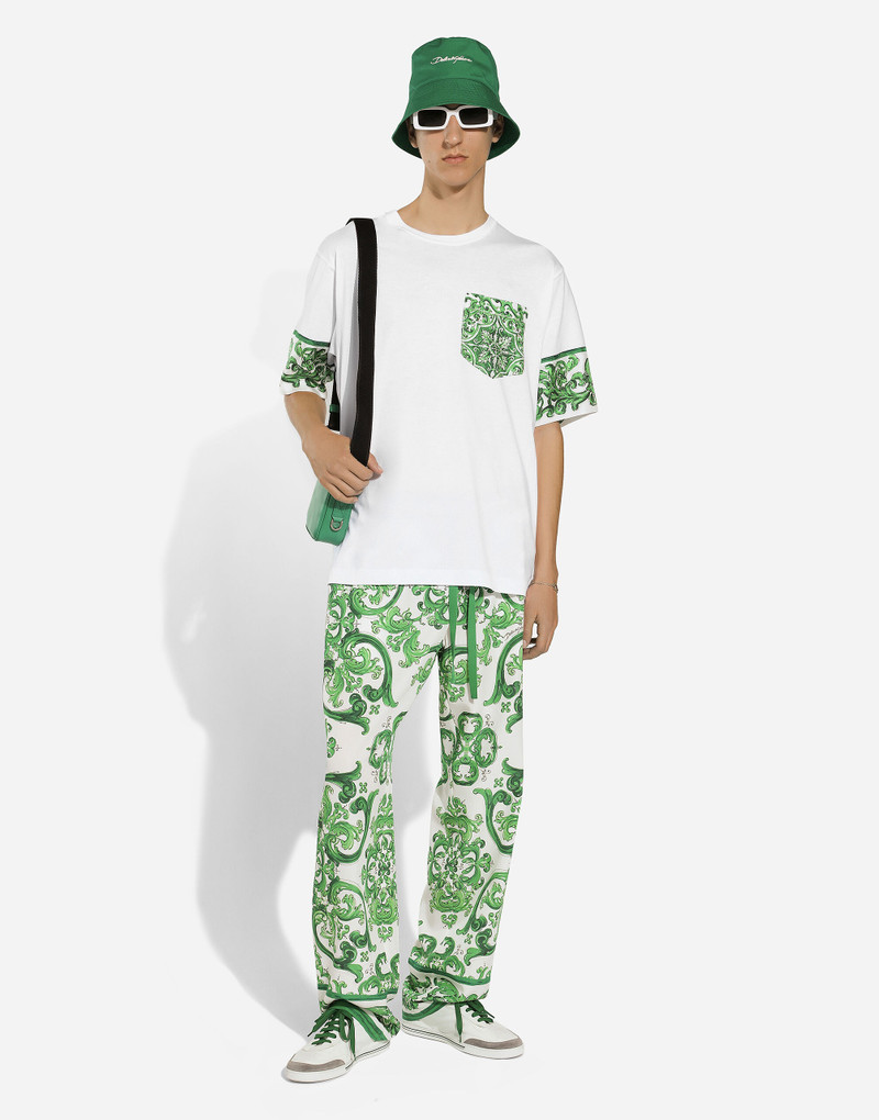 Dolce & Gabbana Cotton T-shirt with majolica-print breast pocket outlook