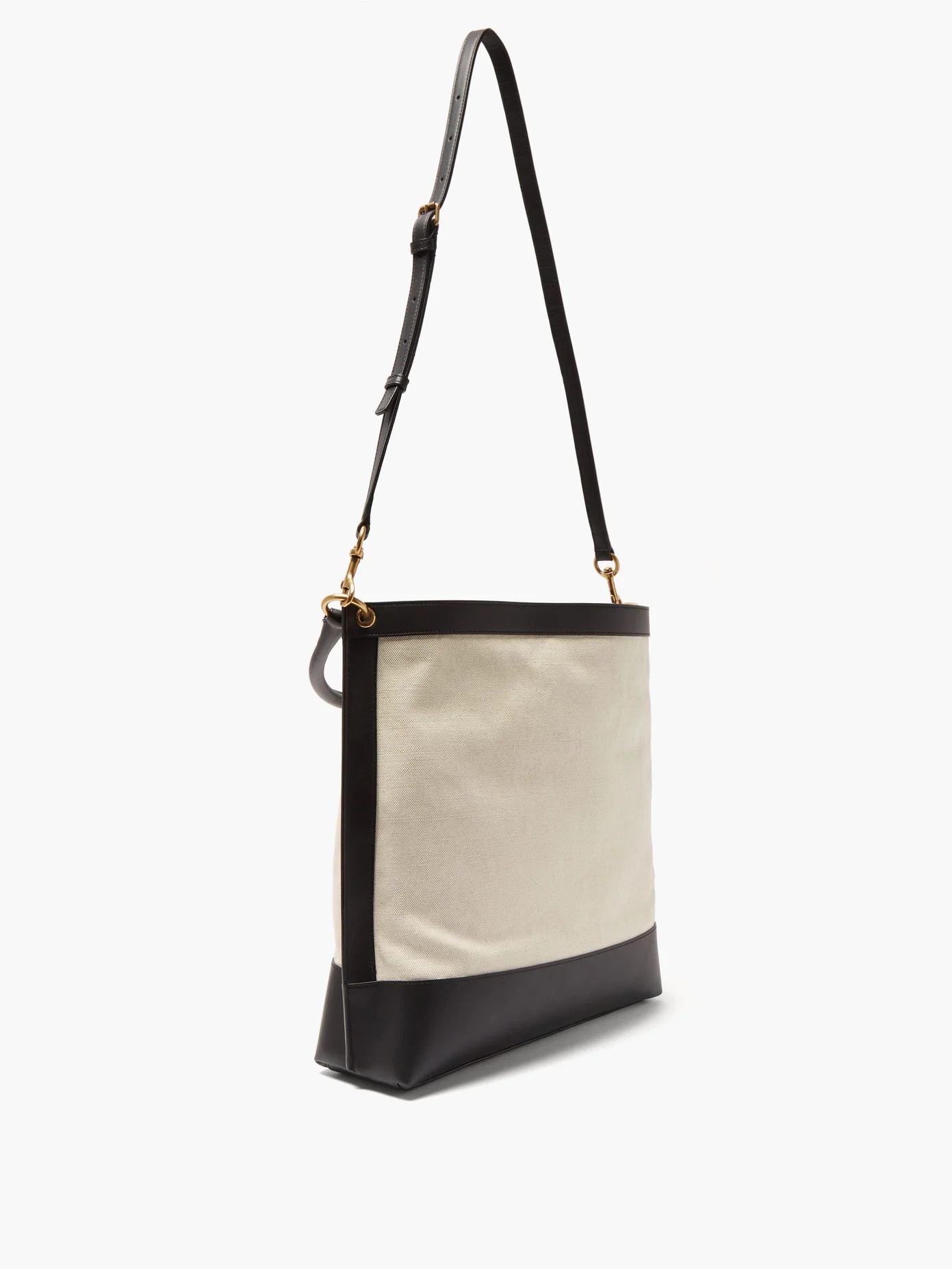 Leather-trimmed cotton-blend canvas tote bag - 4