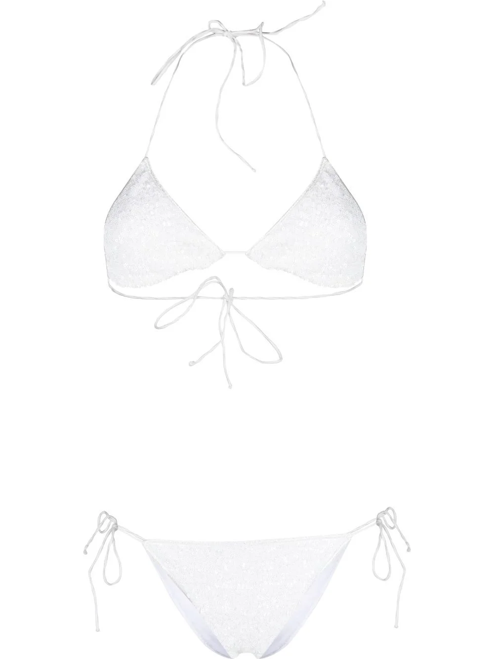 sequinned halter neck bikini set - 1