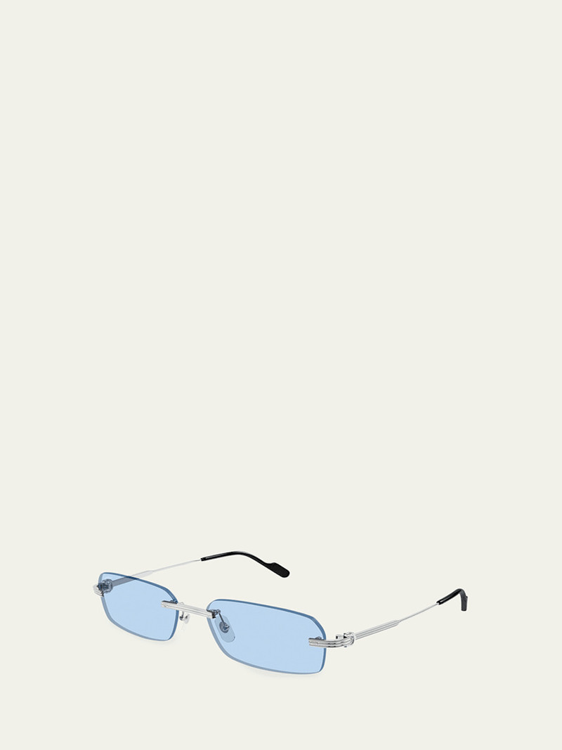 Cartier Men's Rimless Rectangle Metal Sunglasses outlook