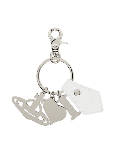 Vivienne Westwood Silver & White I Love Orb Keychain outlook