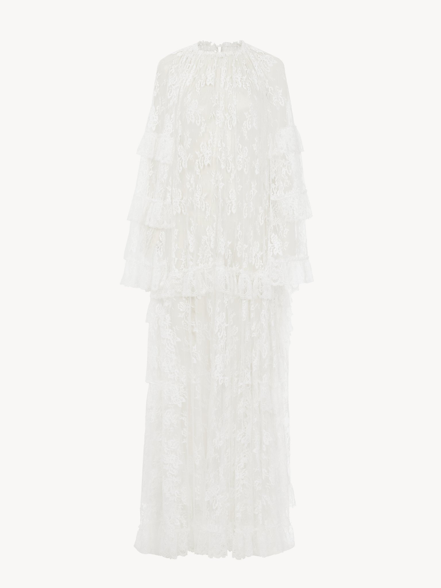 LONG RUFFLE DRESS IN SILK LACE - 2