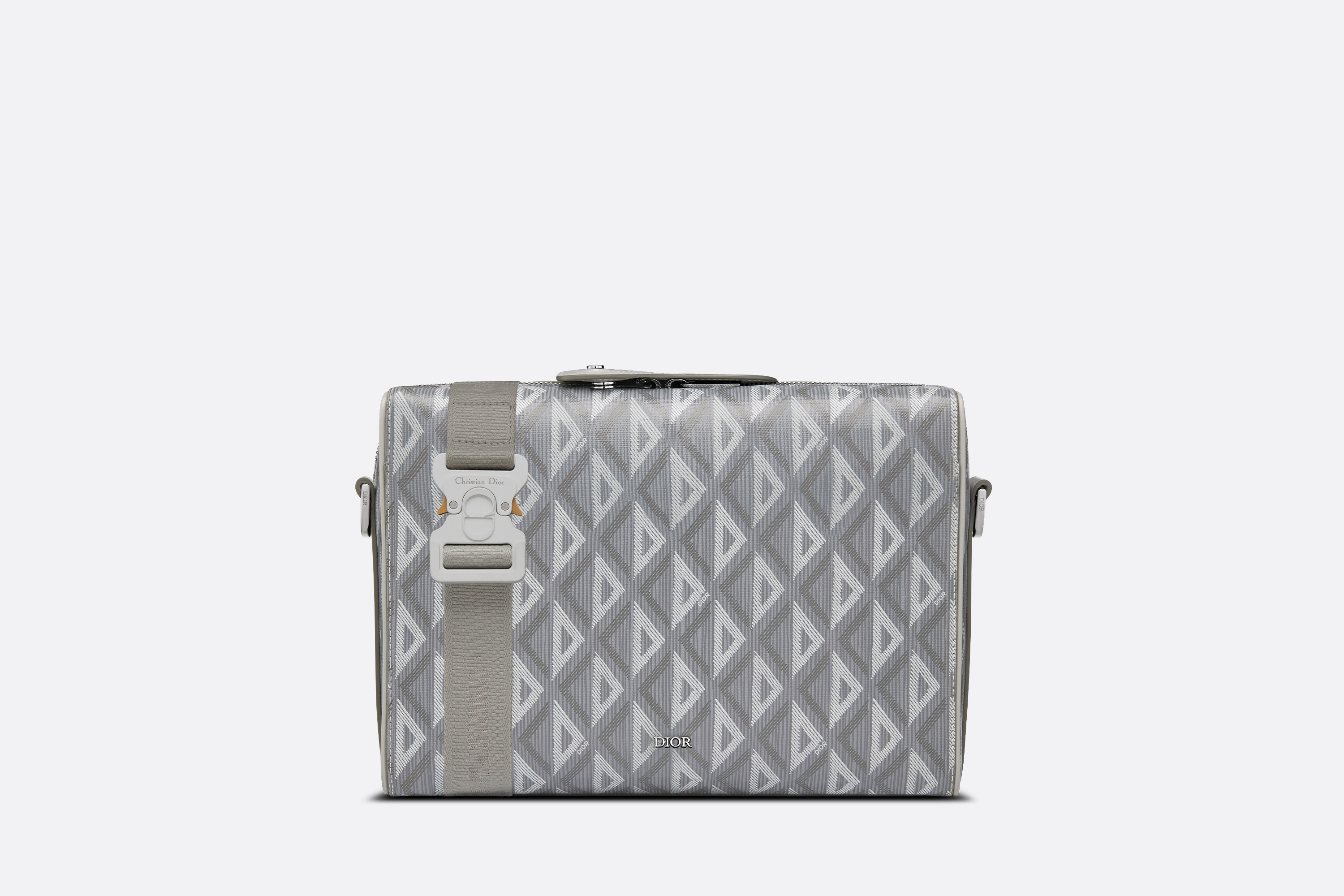 Dior - Dior Lock Mini Case Bag with Strap Dior Gray CD Diamond Canvas and Smooth Calfskin - Men