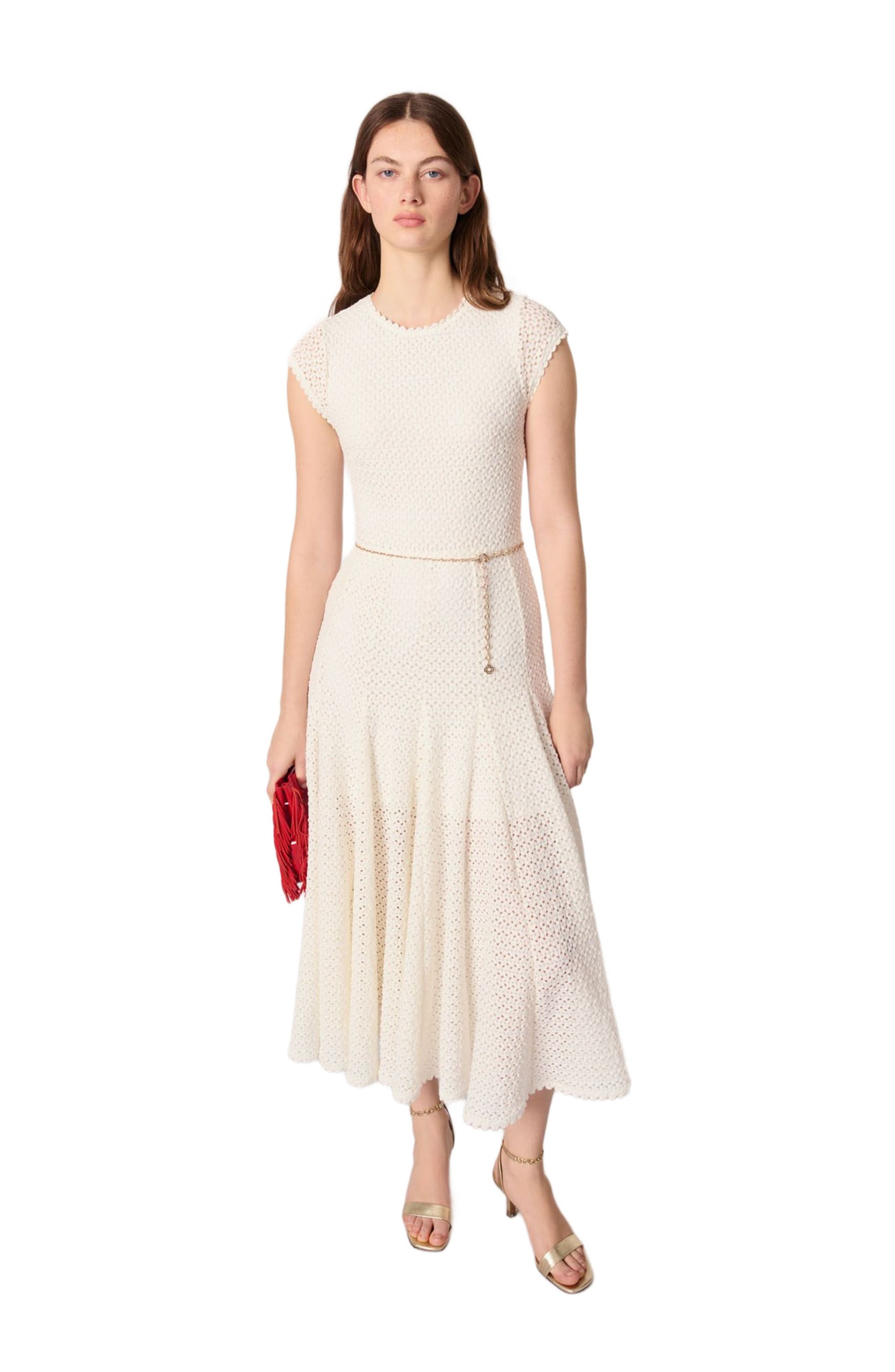 maje Crochet-knit maxi dress in White at Nordstrom - 7
