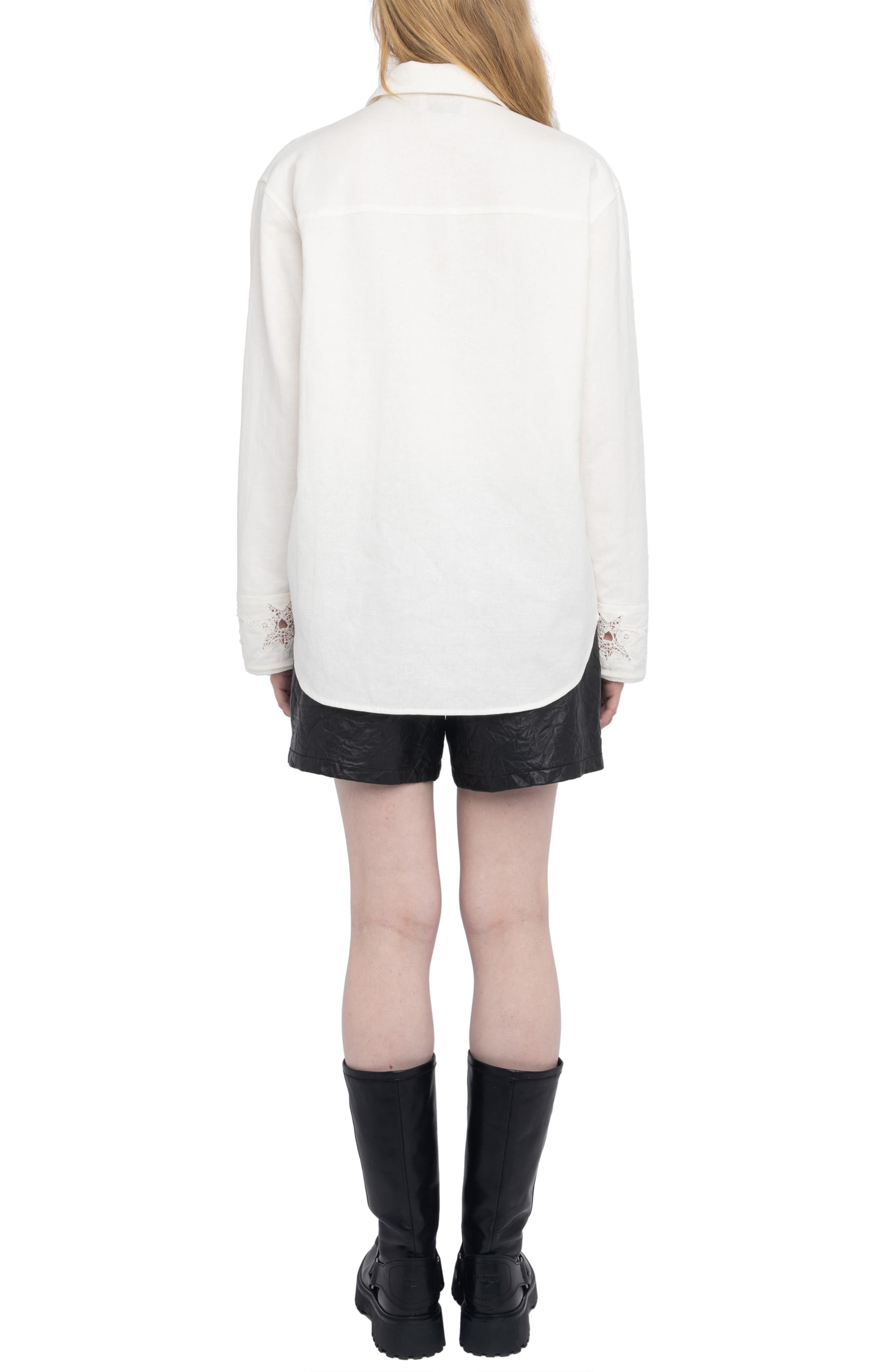Zadig & Voltaire Morning Stitch Linen Blend Shirt in Judo at Nordstrom - 6