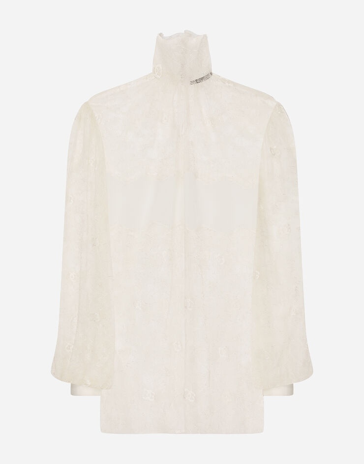 Floral lace turtle-neck blouse - 1
