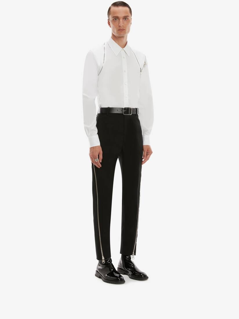Zip Detail Harness Shirt in White - 3