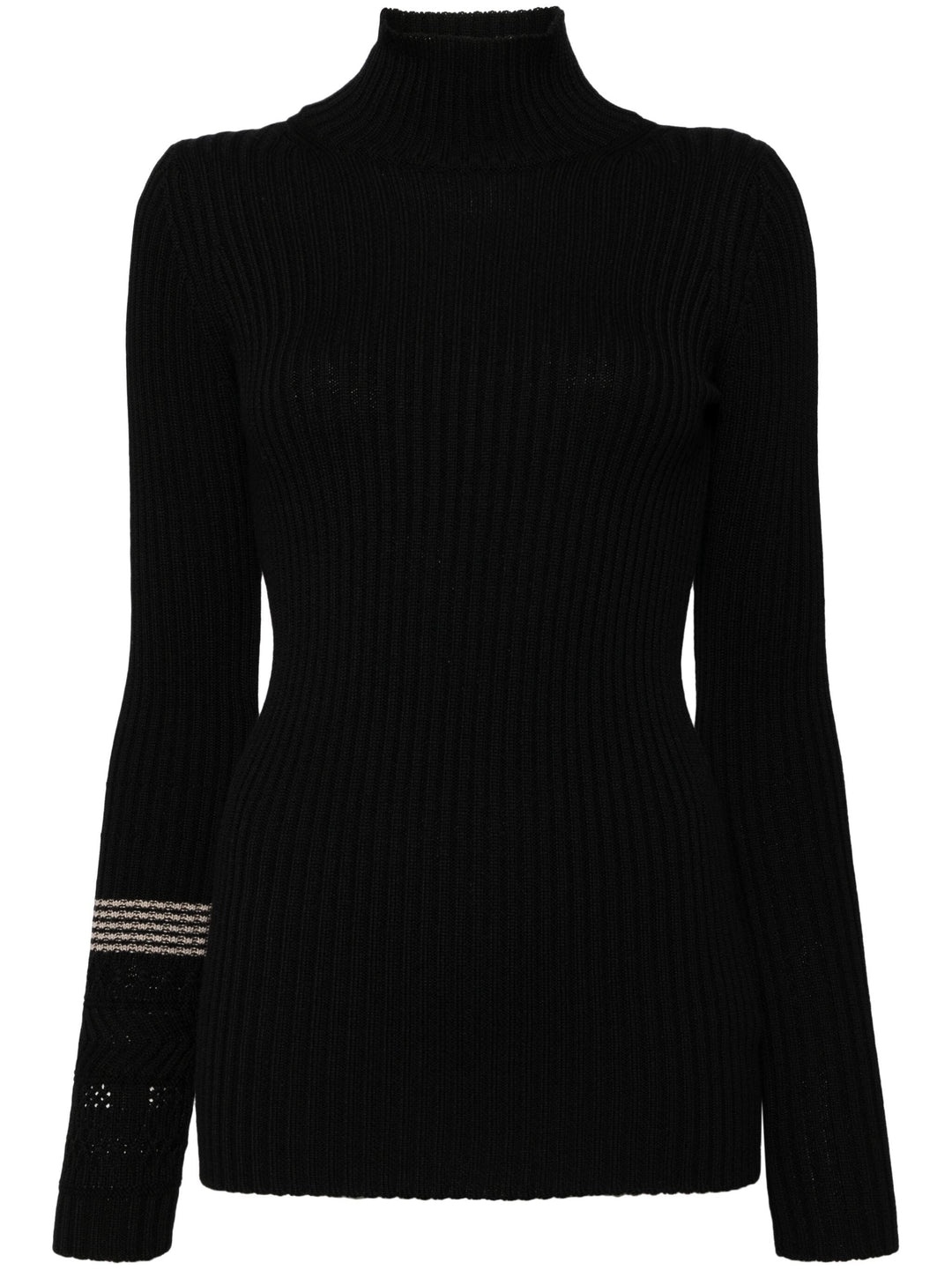 Rib Knit High Neck Pullover - 1