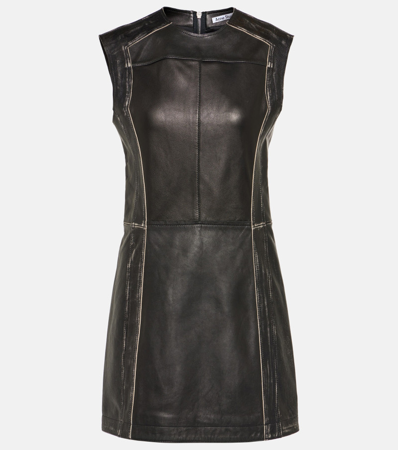 Sleeveless 가죽 드레스 - 검정 - 1