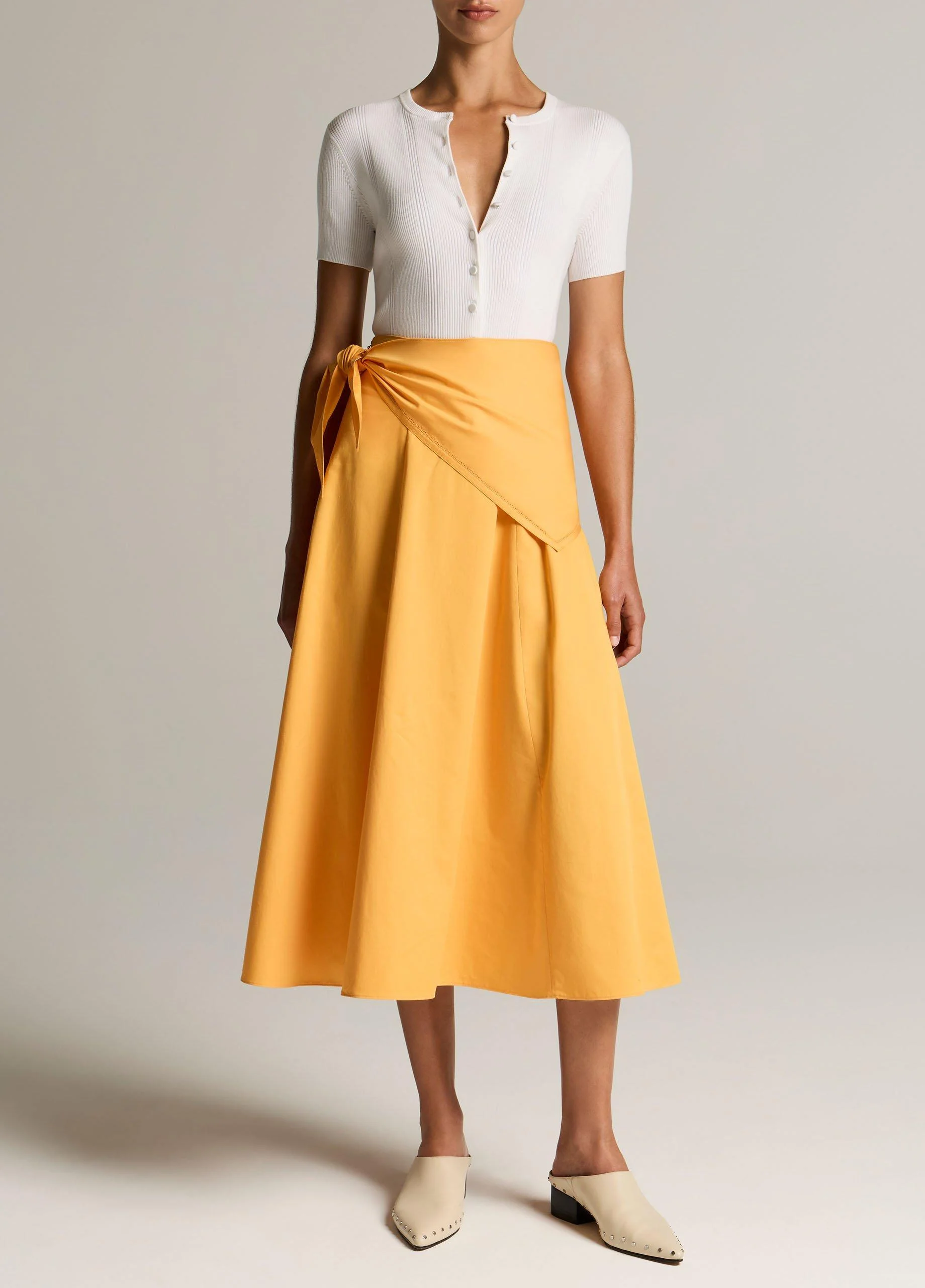 Cotton Scarf-Tie Skirt - 1