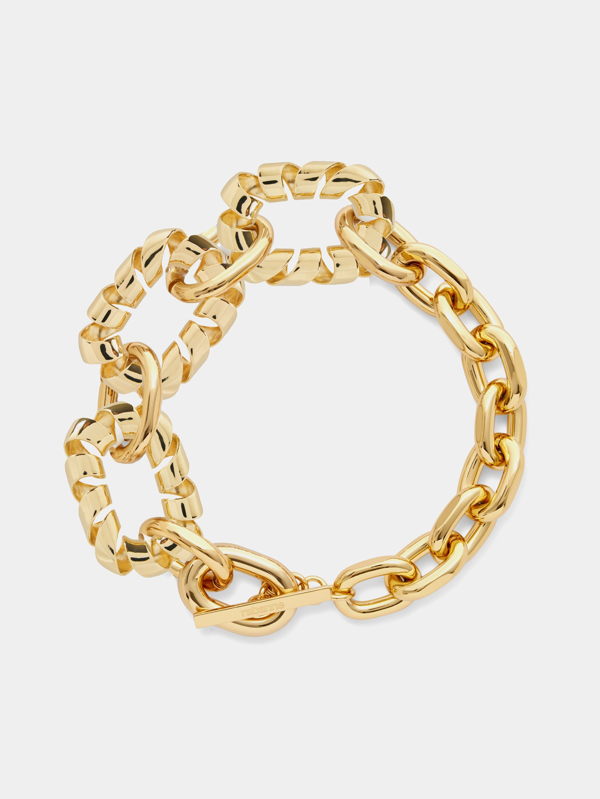 GOLD OVERSIZED XL LINK TWIST NECKLACE - 3