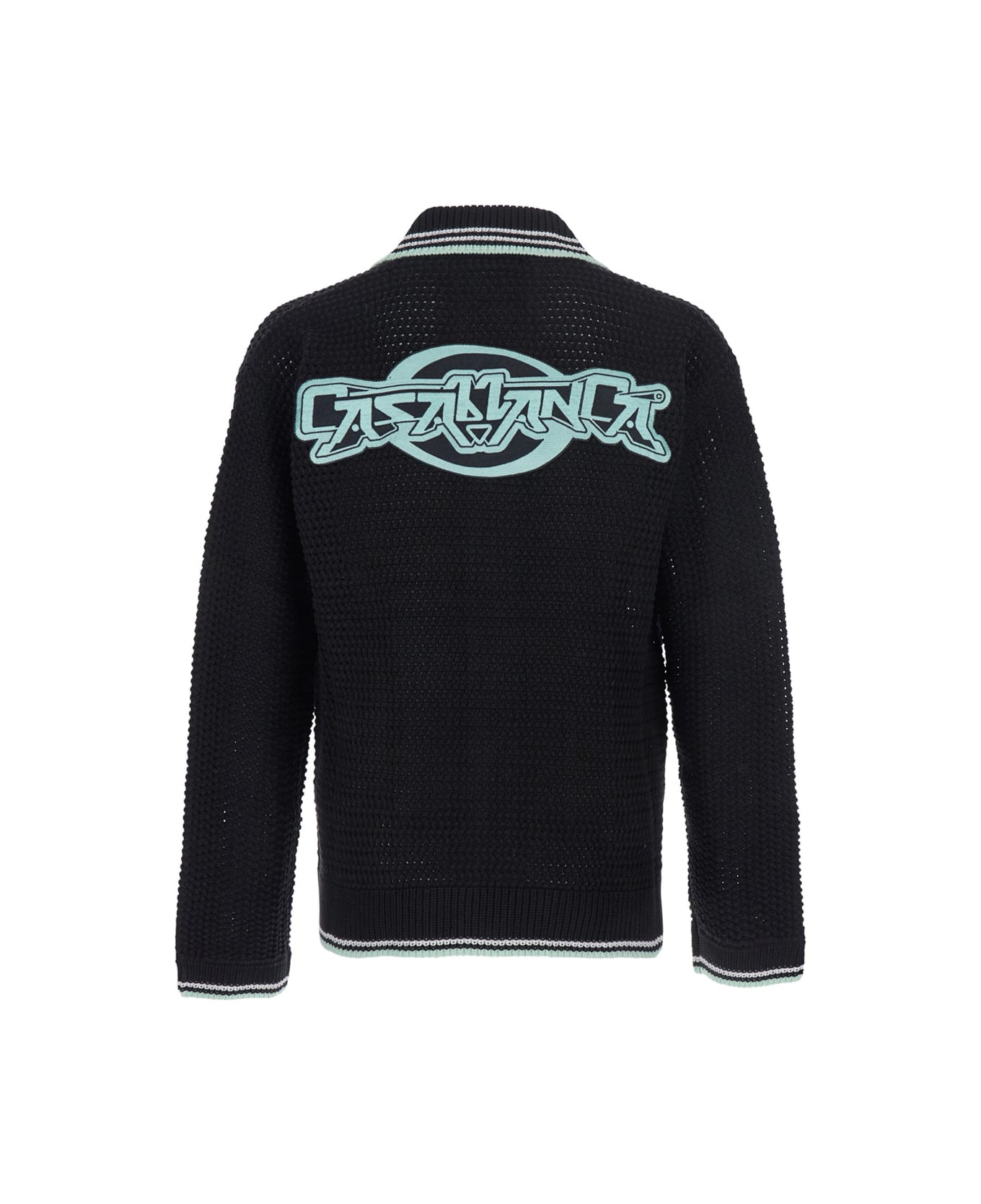 Black Cardigan With Logo Patch On The Front In Cotton Man - 2