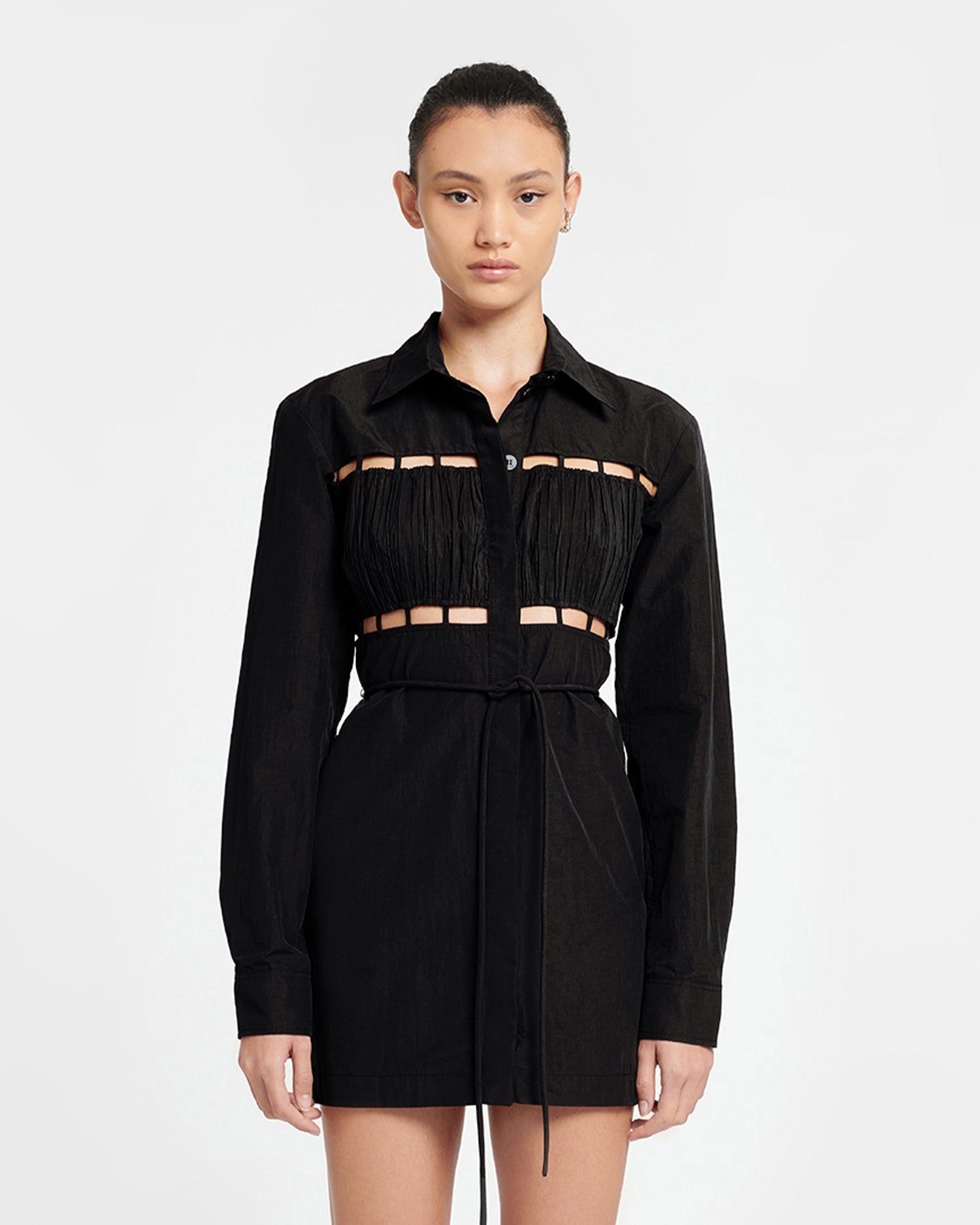 Pleated Poplin Shirt Dress - 4