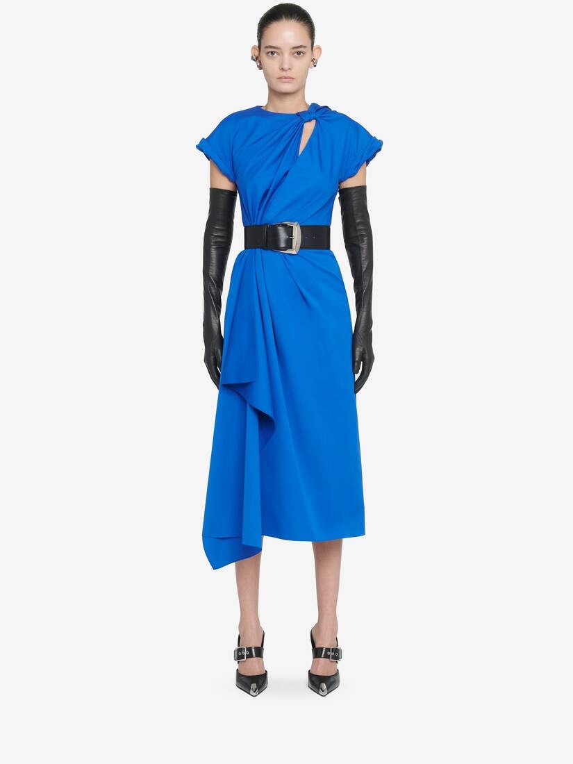Women's Knot Detail Midi Dress in Ultramarine - 2