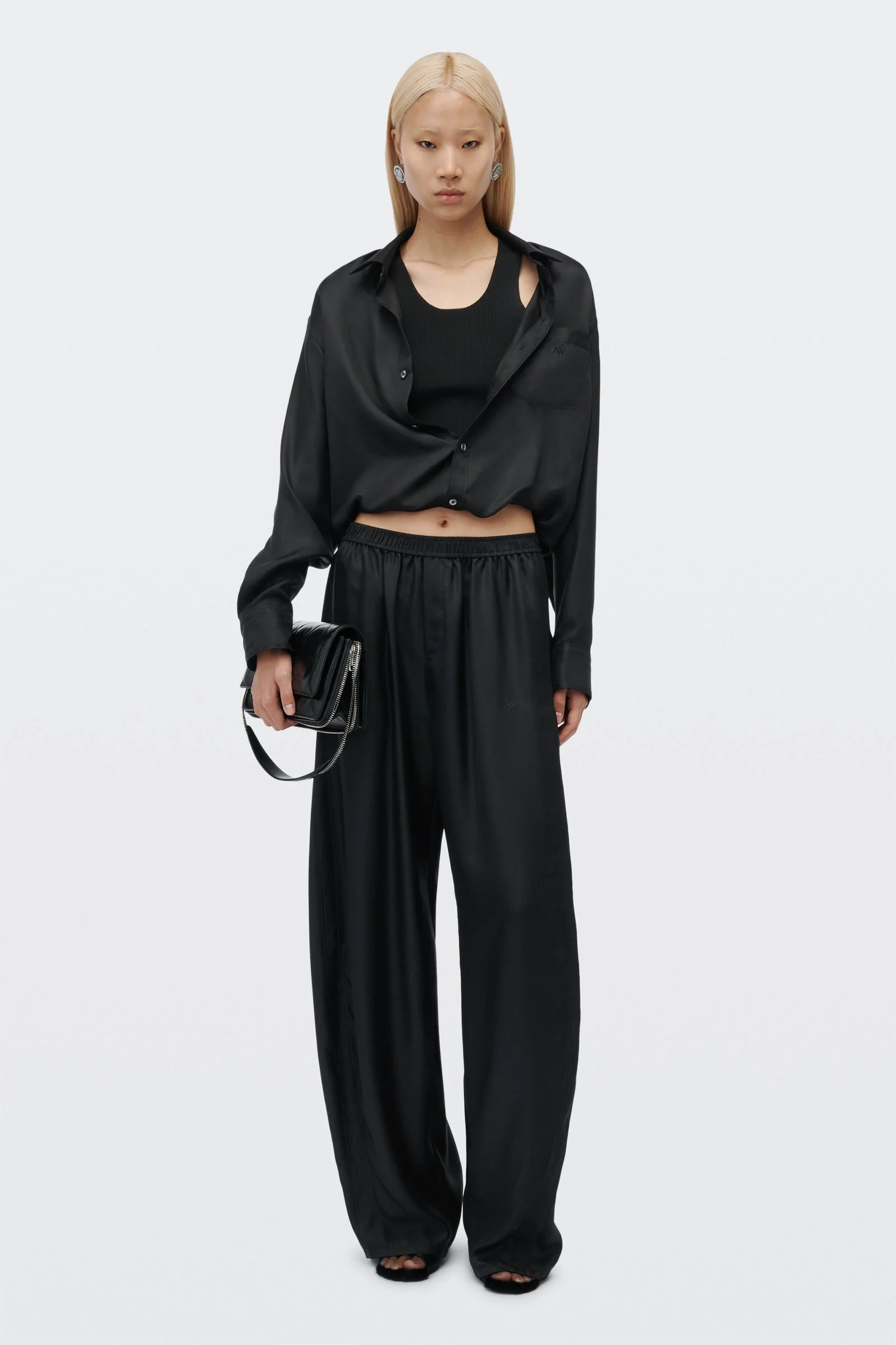emboss logo panel mid-rise track pant - 1