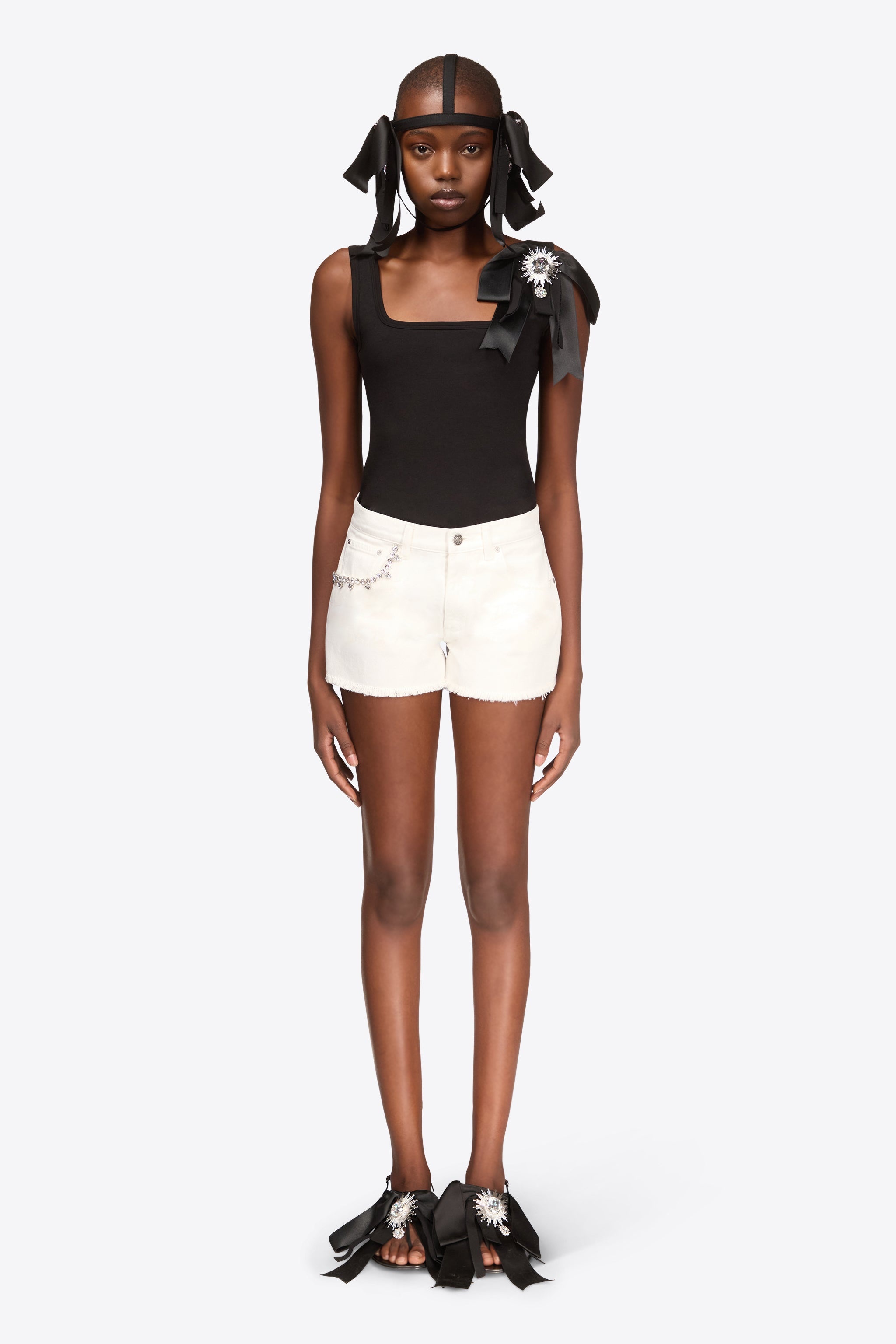 CRYSTAL EMBELLISHED BOW TANK TOP - 4