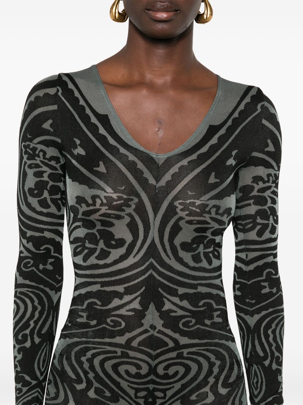 x ETRO Body Tattoo V-neck catsuit - 5