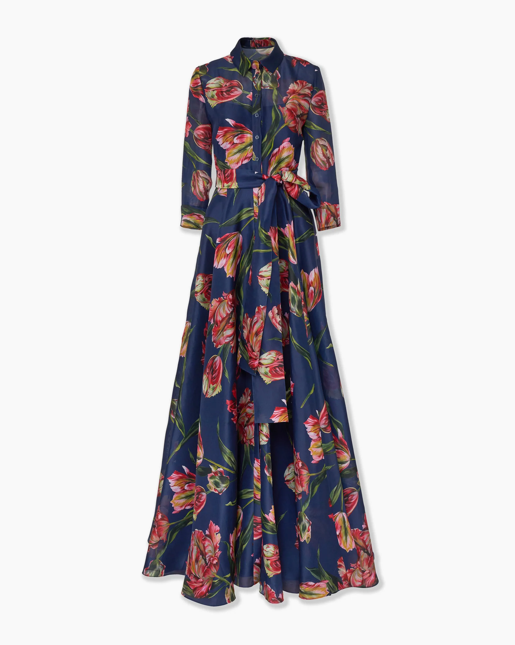 Tulip-Print Trench Gown - 1