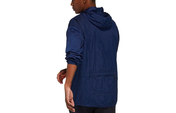 adidas Terrex Bao Pack Windb Outdoor Sports Mesh Contrasting Colors Pocket Hooded Jacket Navy Blue G - 2