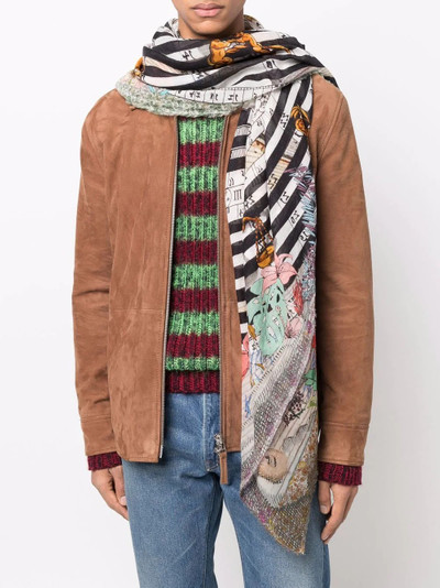 Faliero Sarti graphic-print frayed-edge scarf outlook