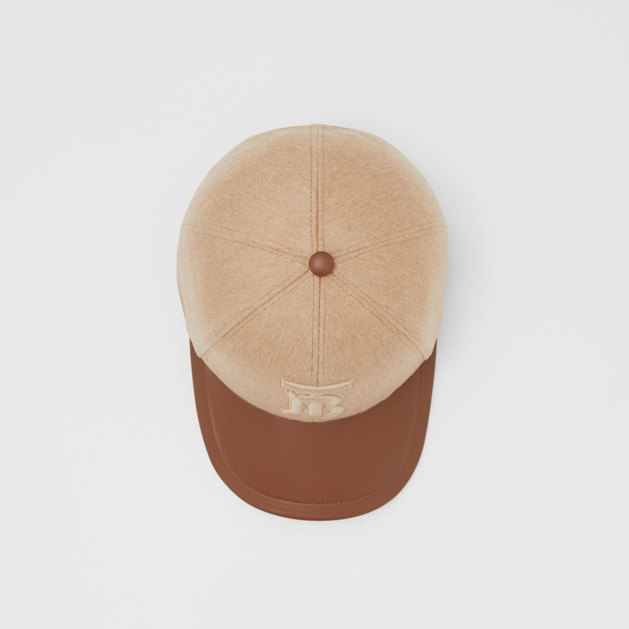 Monogram Motif Cashmere and Leather Baseball Cap - 5
