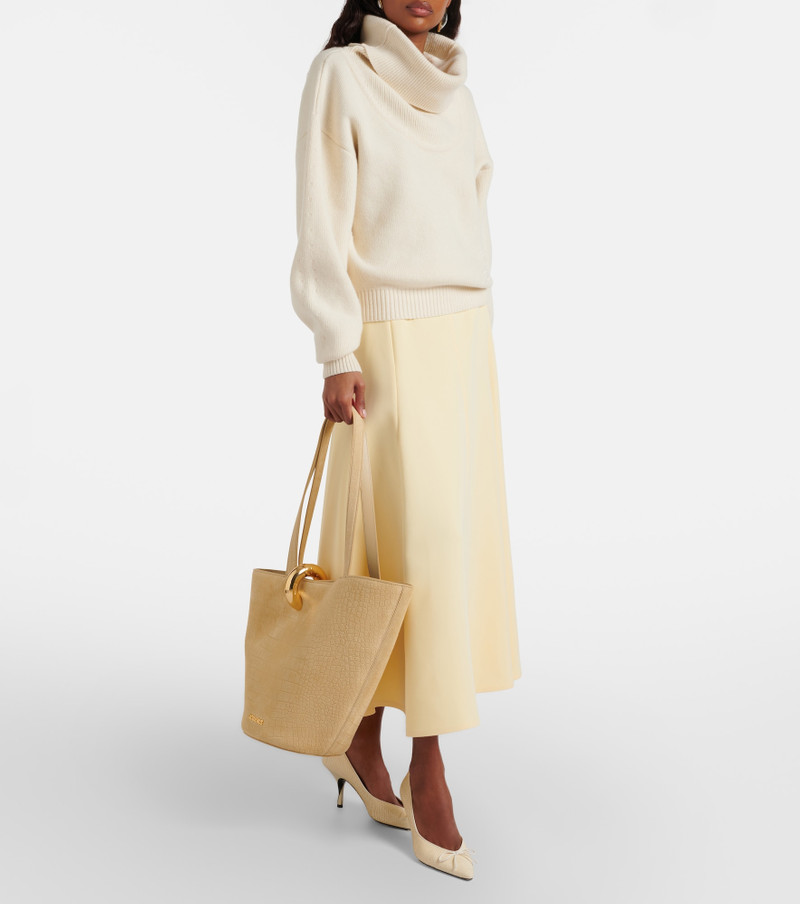 JACQUEMUS Le Bambola croc-effect suede tote bag outlook