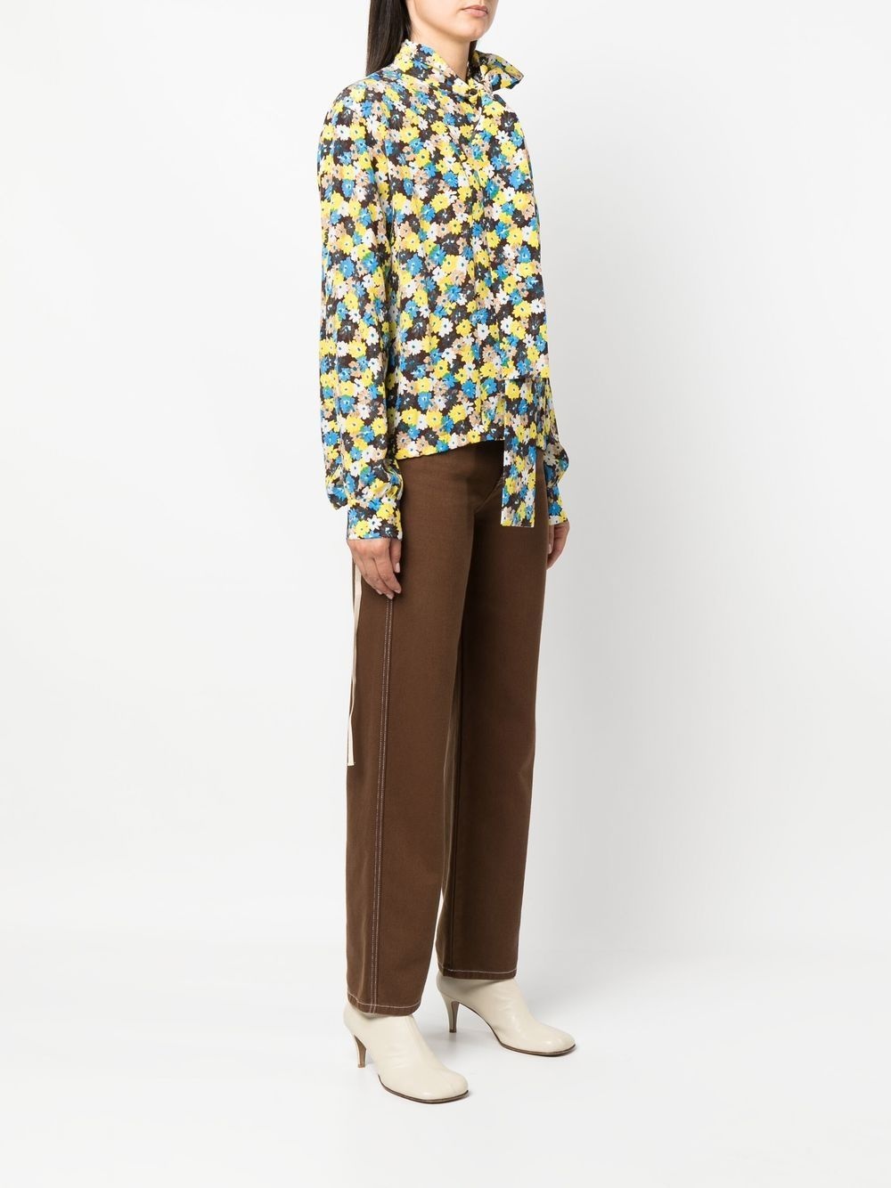 floral print silk shirt - 3