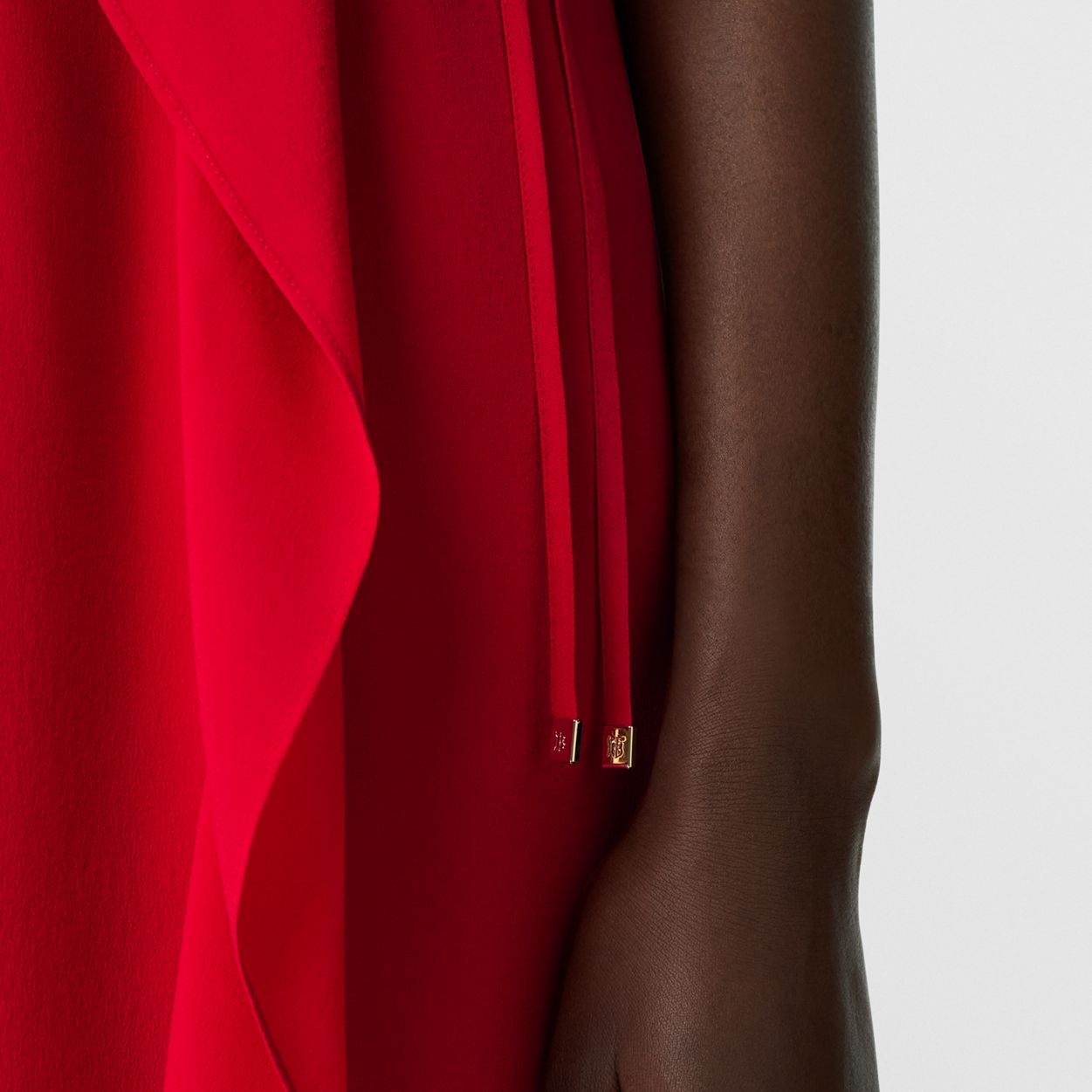 Ruffle Detail Silk Crepe de Chine Dress - 5