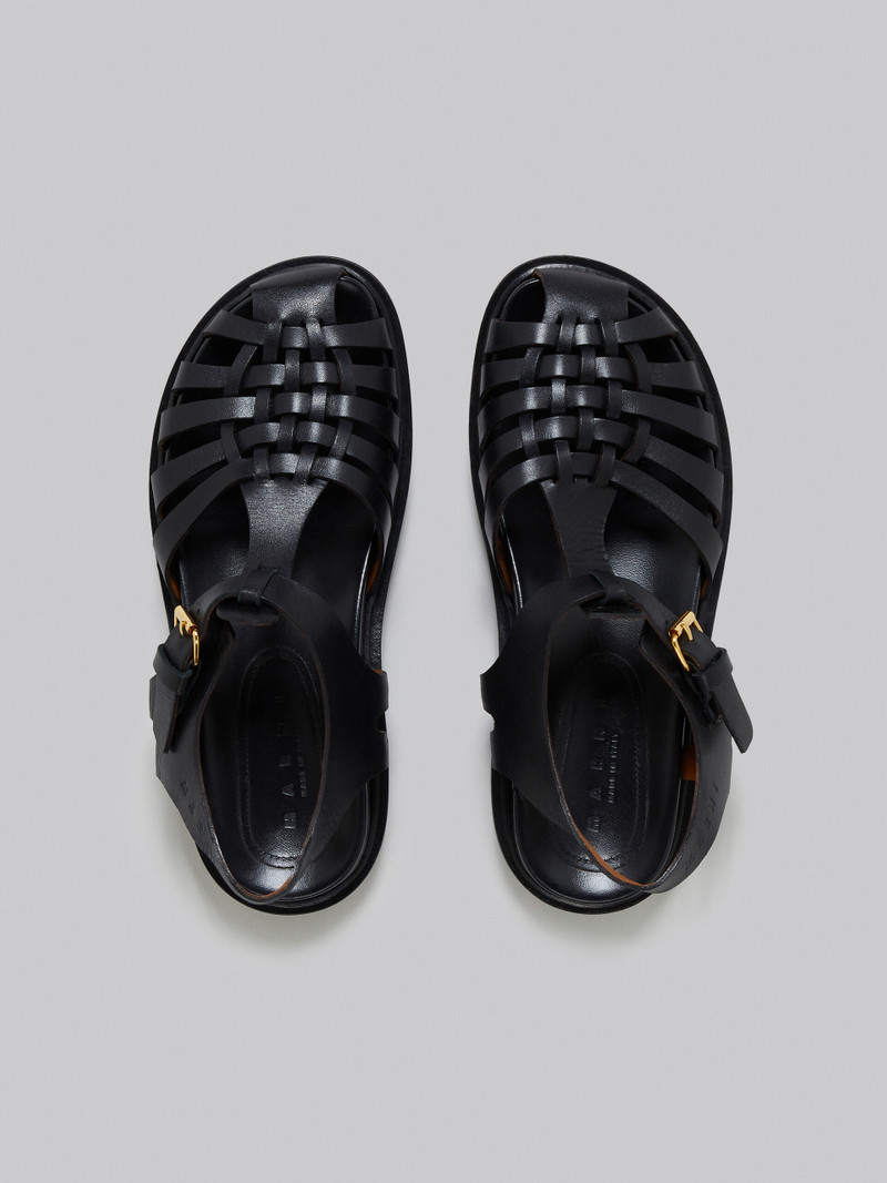 BLACK LEATHER FISHERMAN'S SANDAL 4