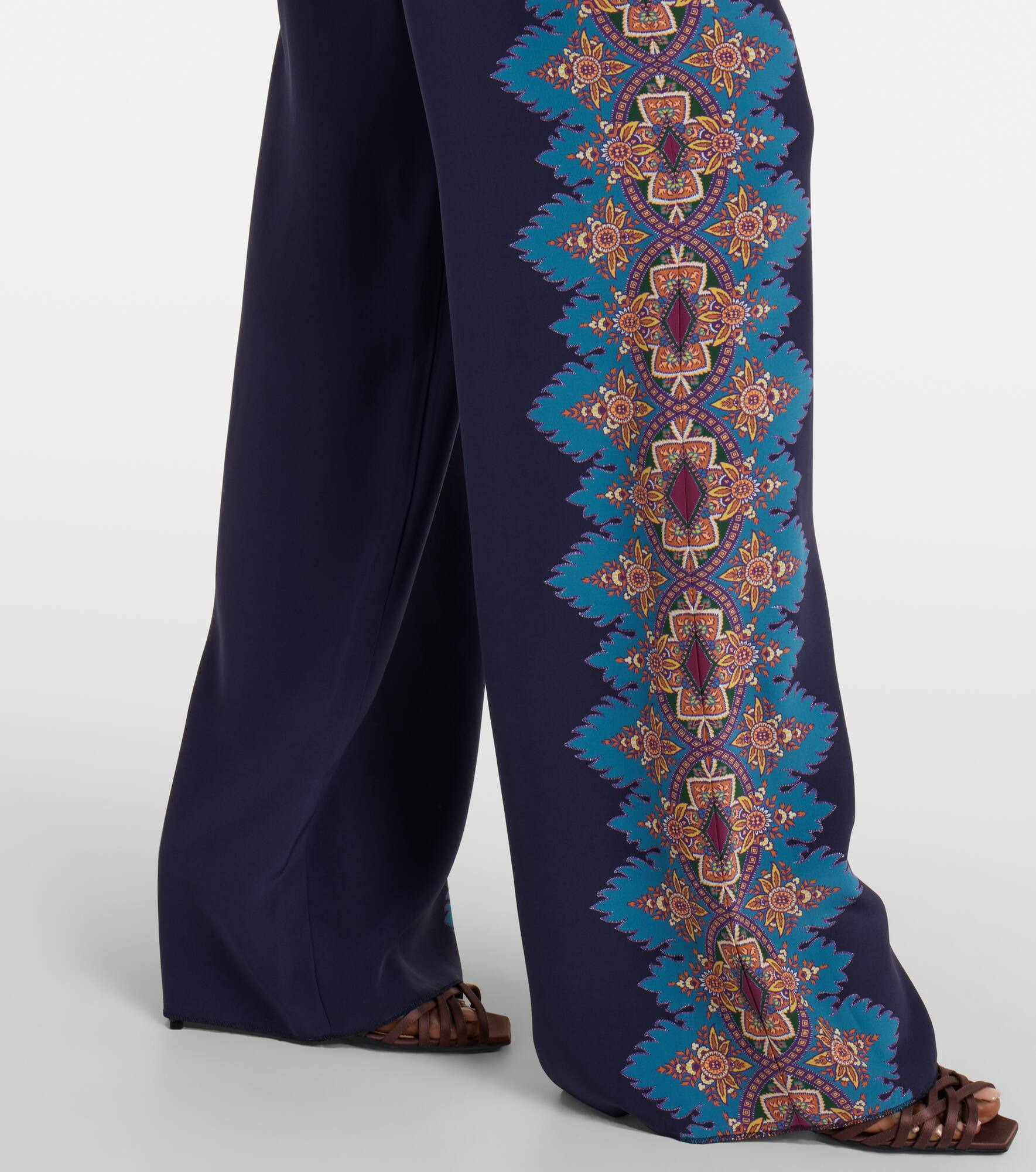 Printed silk crêpe de chine straight pants - 5
