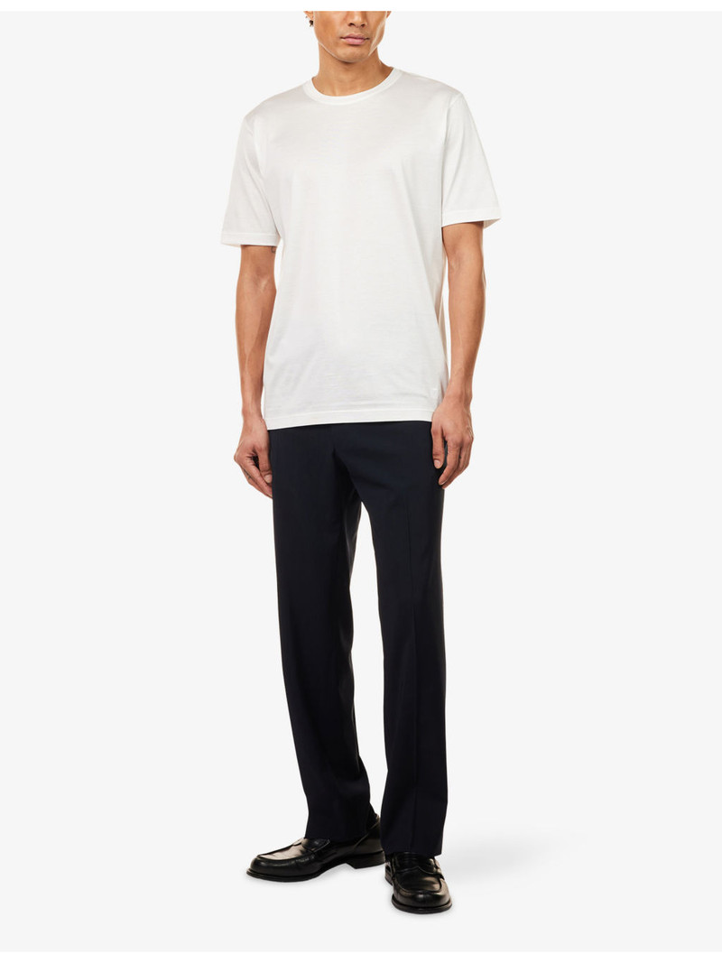 CORNELIANI Brand-Embroidery Crewneck Cotton-Jersey T-Shirt outlook