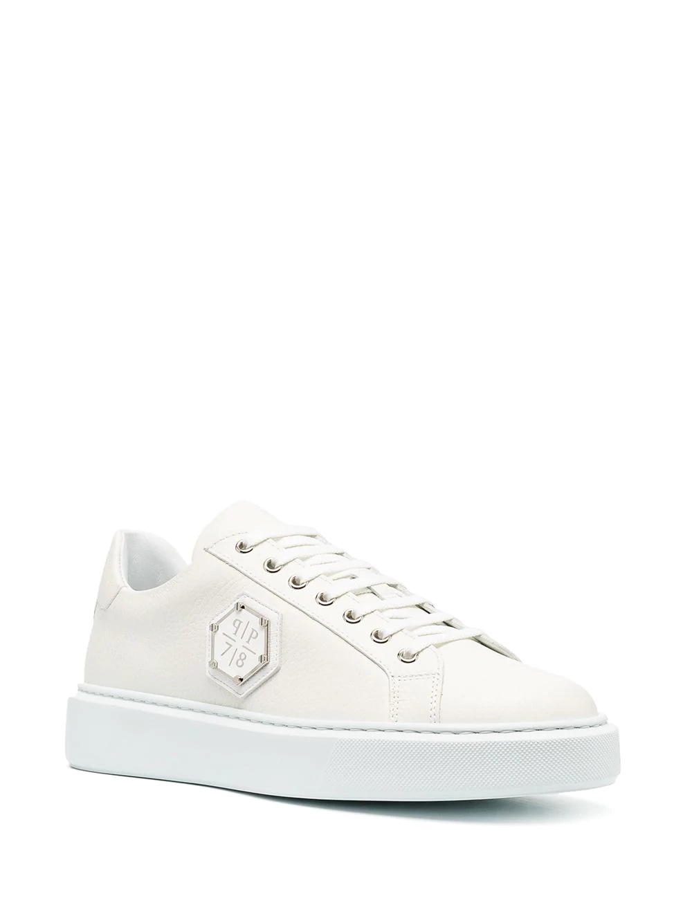 grained leather sneakers - 2