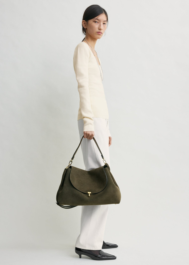 T-lock suede satchel dark taupe 3