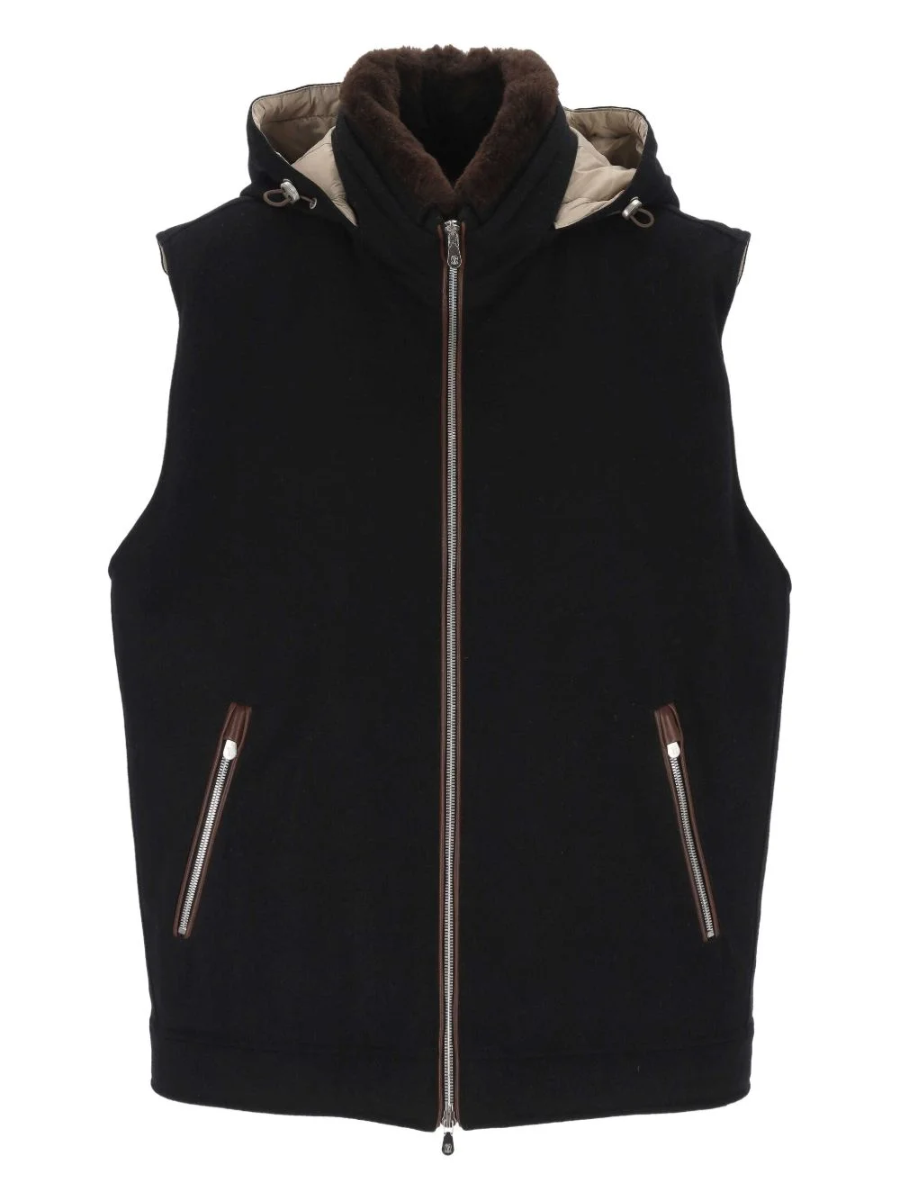 hooded wool gilet - 1