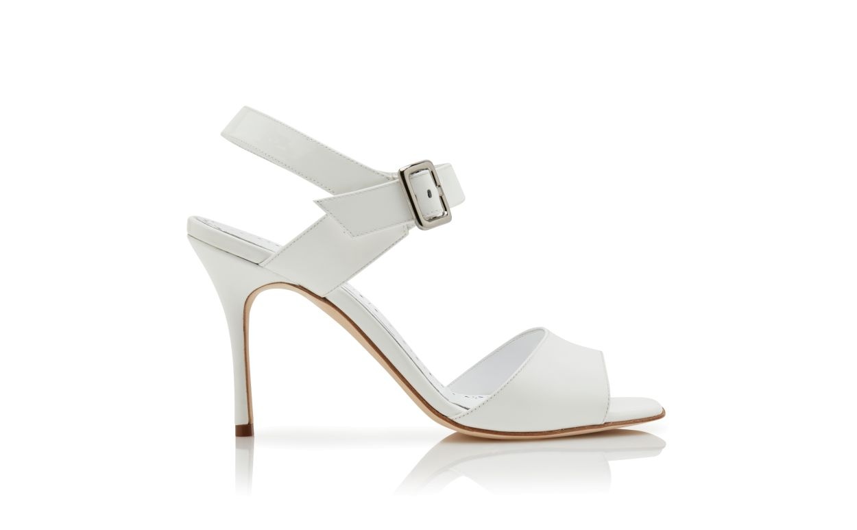 White Patent Leather Slingback Sandals - 1